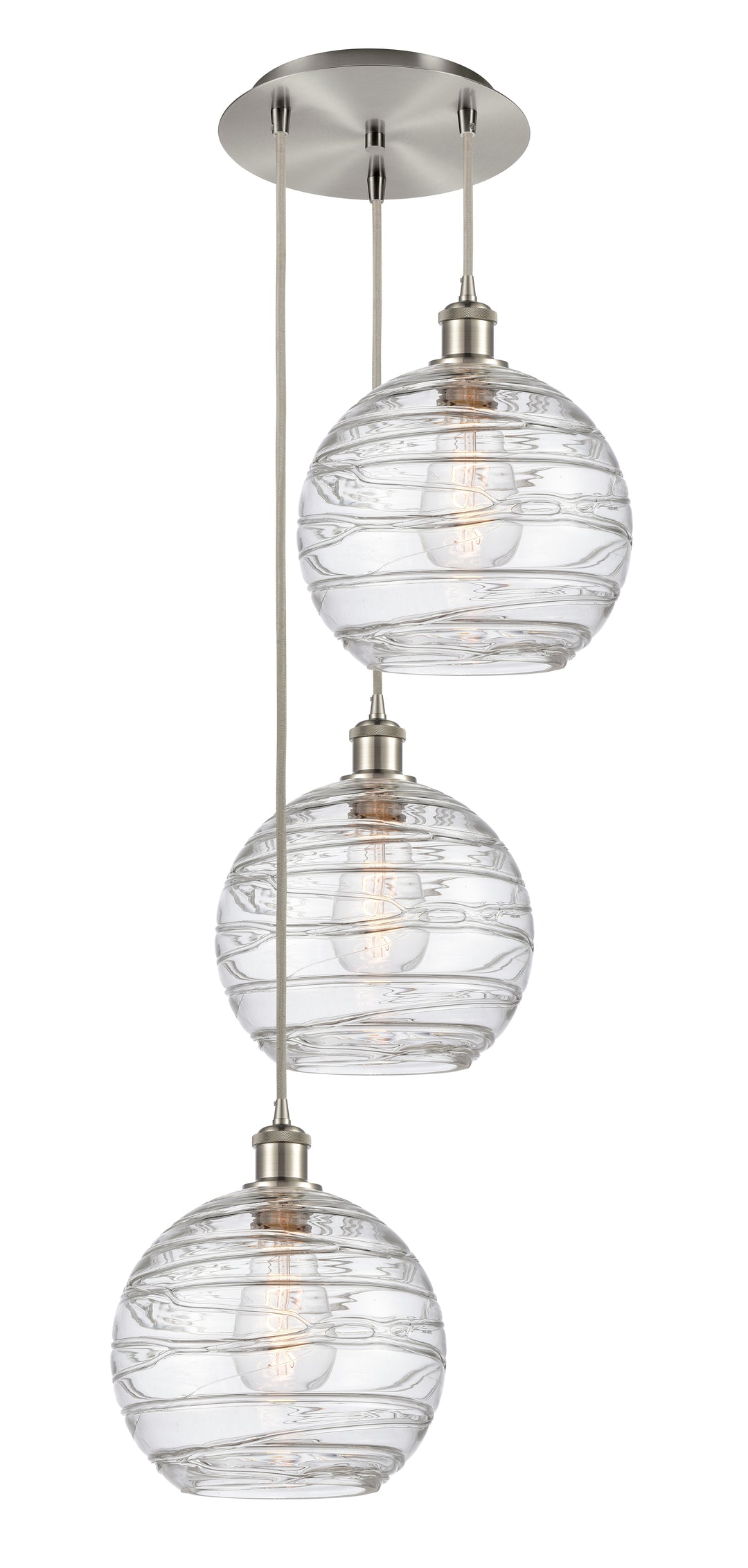 Innovations Lighting Athens Deco Swirl 10" Multi Pendant Pendants Innovations Lighting Brushed Satin Nickel Clear Deco Swirl ; Glass Type: Clear 