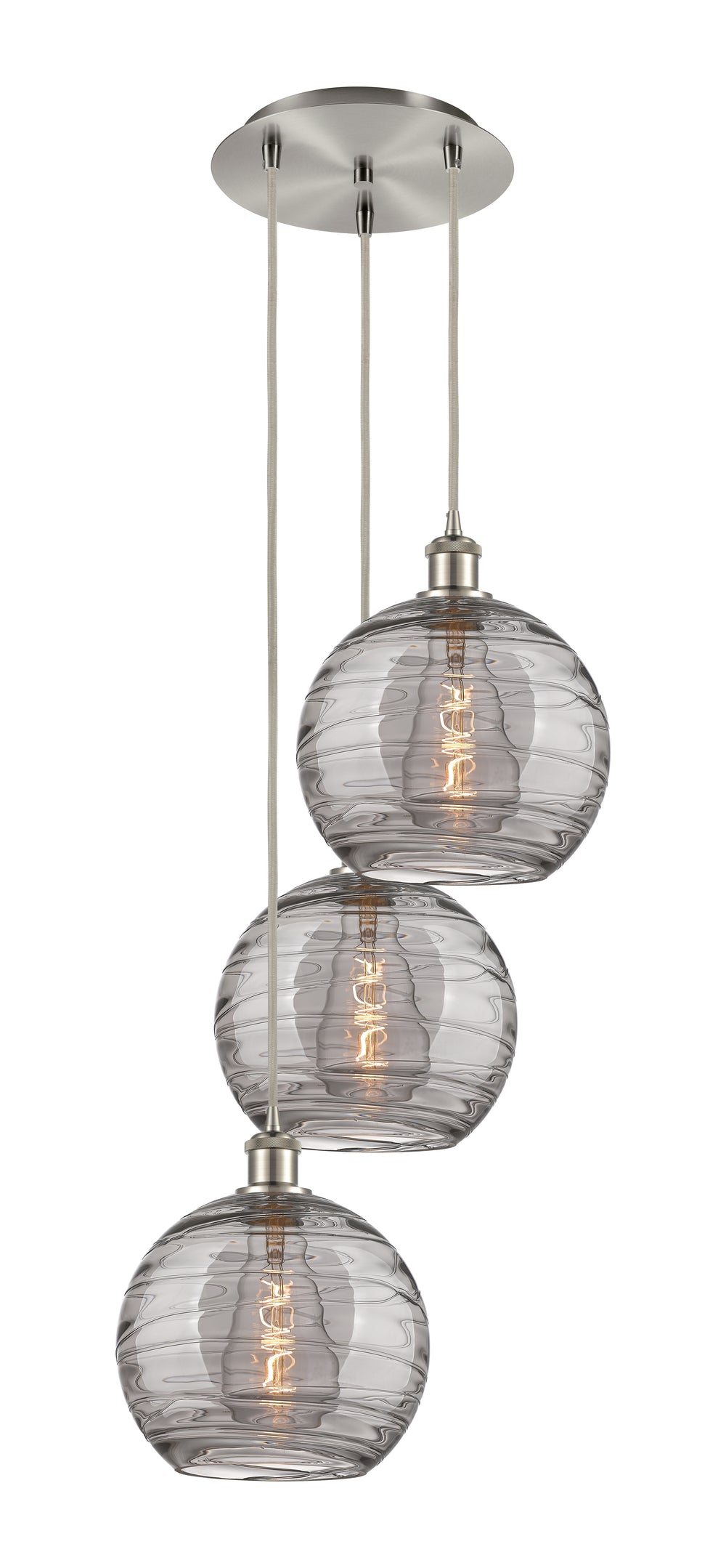 Innovations Lighting Athens Deco Swirl 10" Multi Pendant Pendants Innovations Lighting Brushed Satin Nickel Light Smoke Deco Swirl ; Glass Type: Smoked 