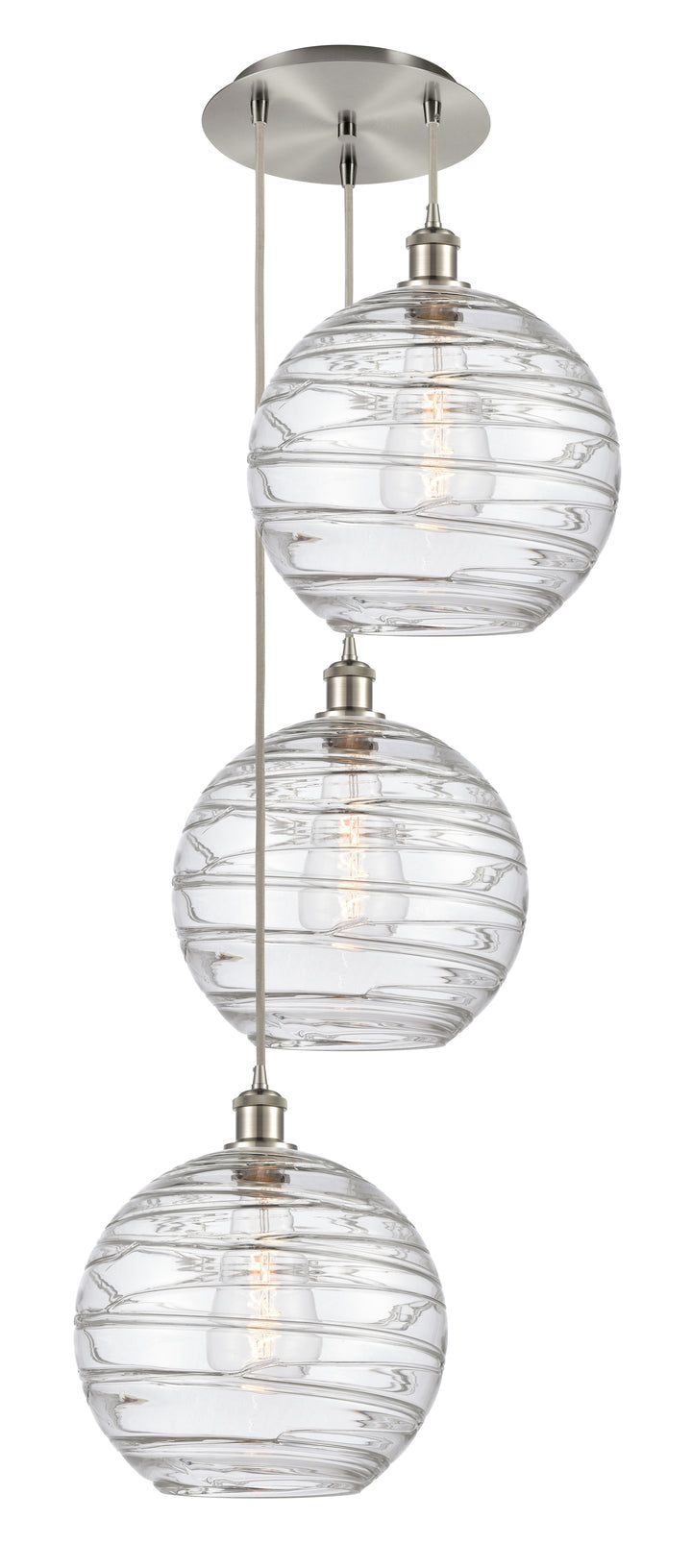 Innovations Lighting Athens Deco Swirl 12" Multi Pendant Pendants Innovations Lighting Brushed Satin Nickel Clear Deco Swirl ; Glass Type: Transparent 