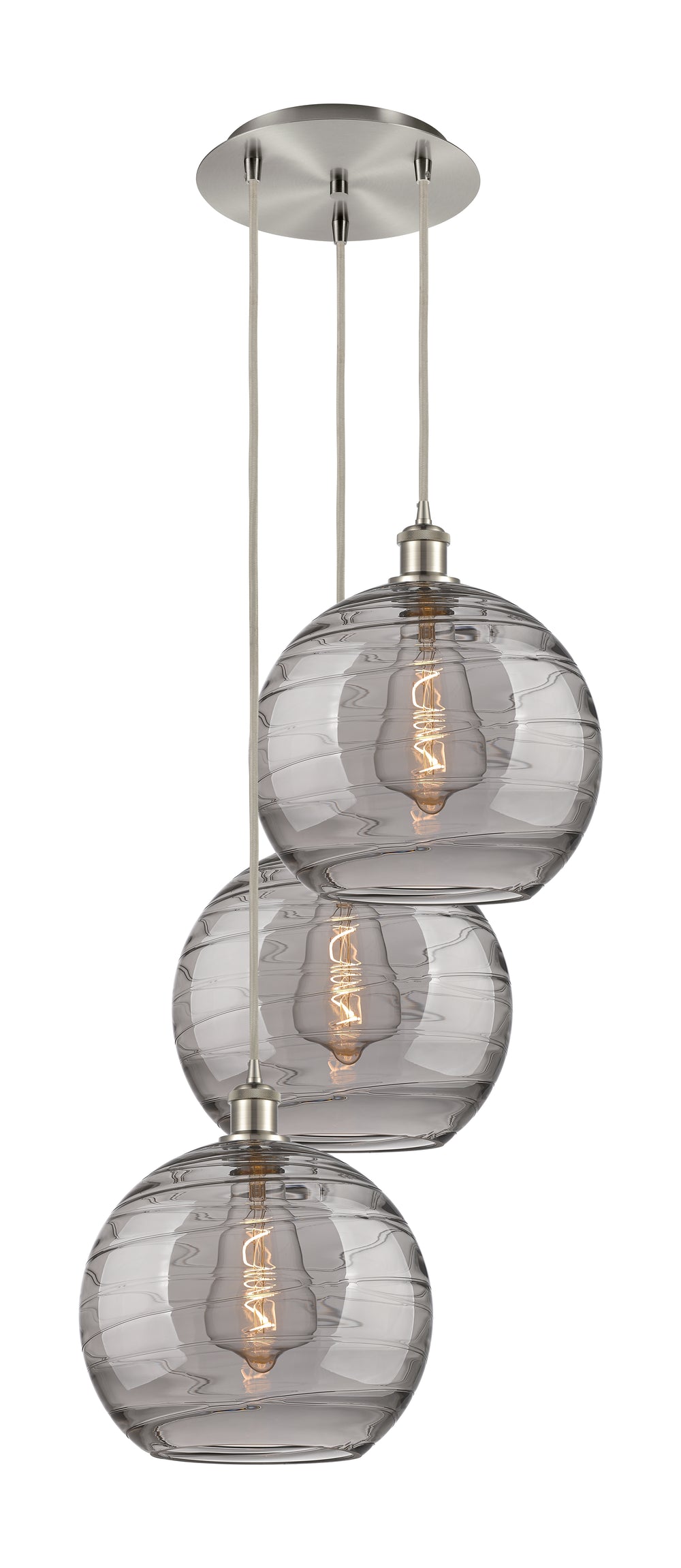 Innovations Lighting Athens Deco Swirl 12" Multi Pendant Pendants Innovations Lighting Brushed Satin Nickel Light Smoke Deco Swirl ; Glass Type: Smoked 