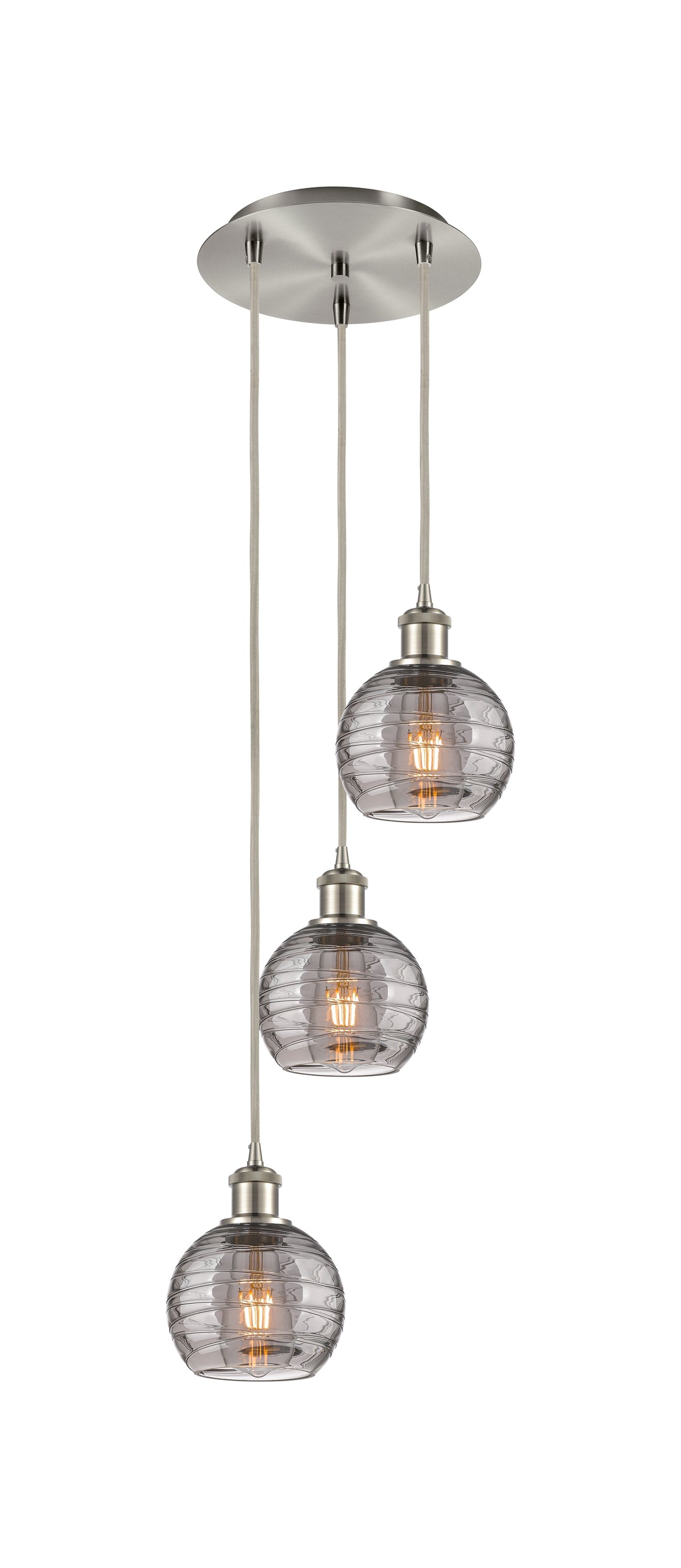 Innovations Lighting Athens Deco Swirl 6" Multi Pendant Pendants Innovations Lighting Brushed Satin Nickel Light Smoke Deco Swirl ; Glass Type: Smoked 