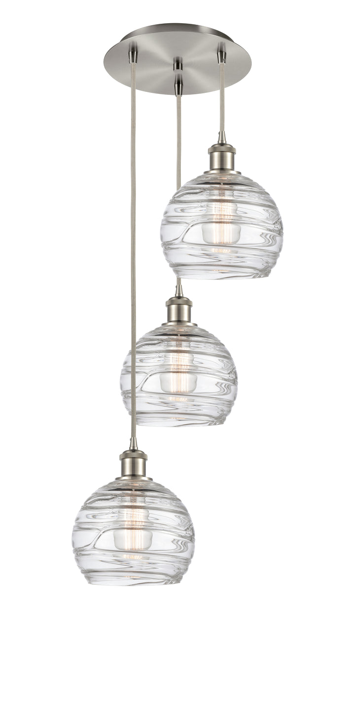 Innovations Lighting Athens Deco Swirl 8" Multi Pendant Pendants Innovations Lighting Brushed Satin Nickel Clear Deco Swirl ; Glass Type: Cleat 