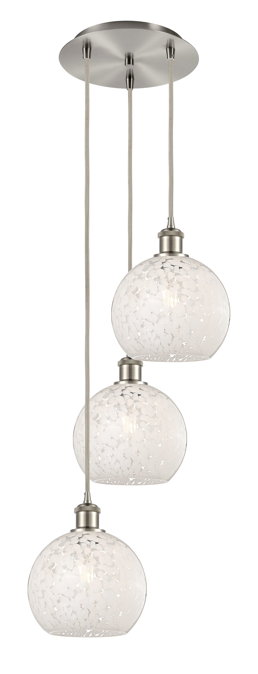 Innovations Lighting White Mouchette 8" Multi Pendant - Brushed Satin Nickel Pendants Innovations Lighting White Mouchette ; Glass Type: White  