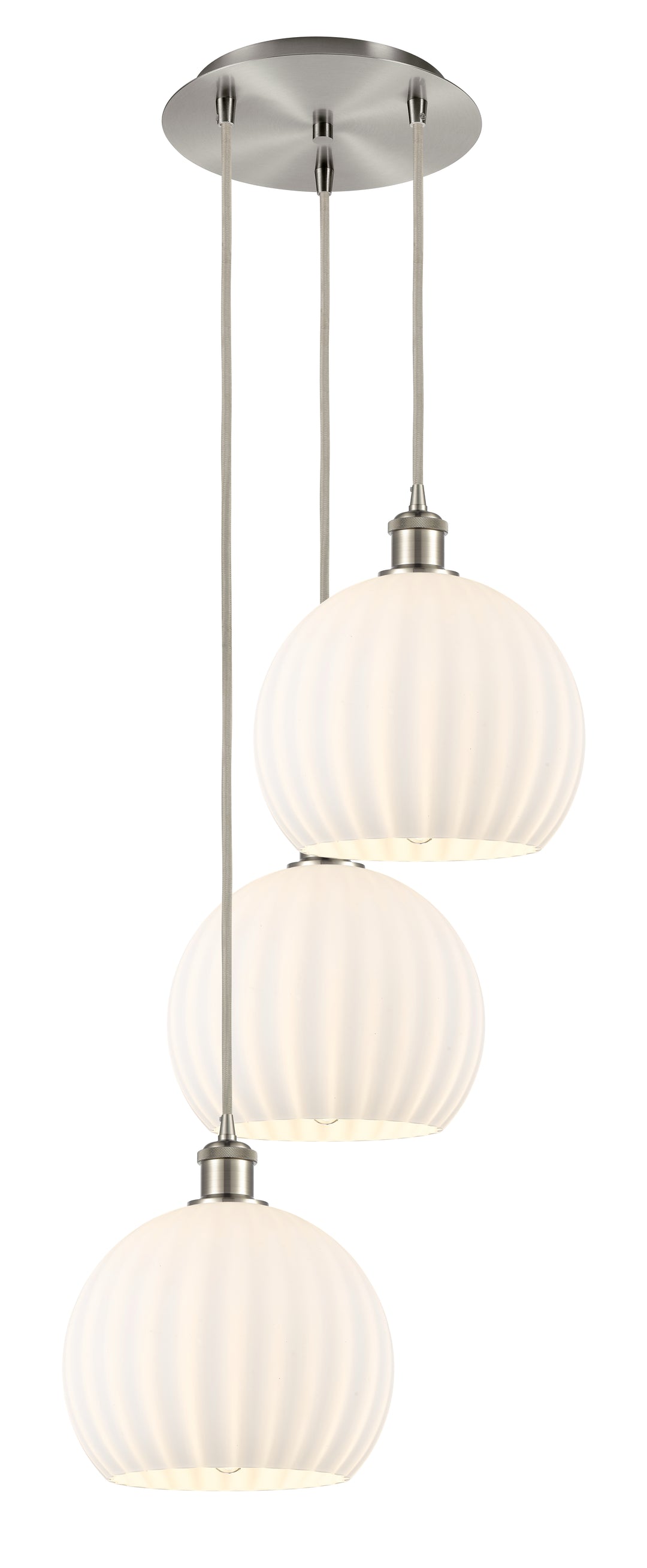 Innovations Lighting White Venetian 10" Multi Pendant - Brushed Satin Nickel Pendants Innovations Lighting White Venetian ; Glass Type: White  