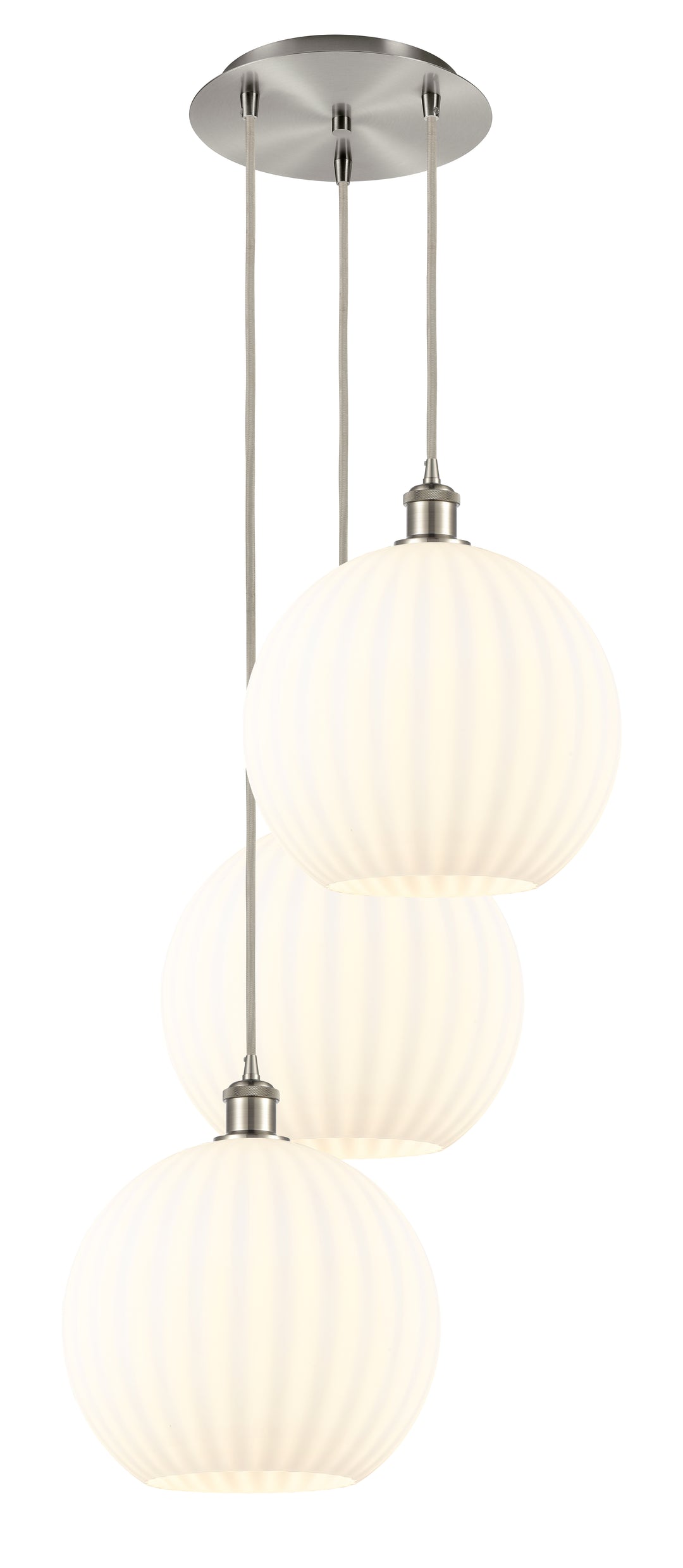 Innovations Lighting White Venetian 12" Multi Pendant - Brushed Satin Nickel Pendants Innovations Lighting White Venetian ; Glass Type: White  