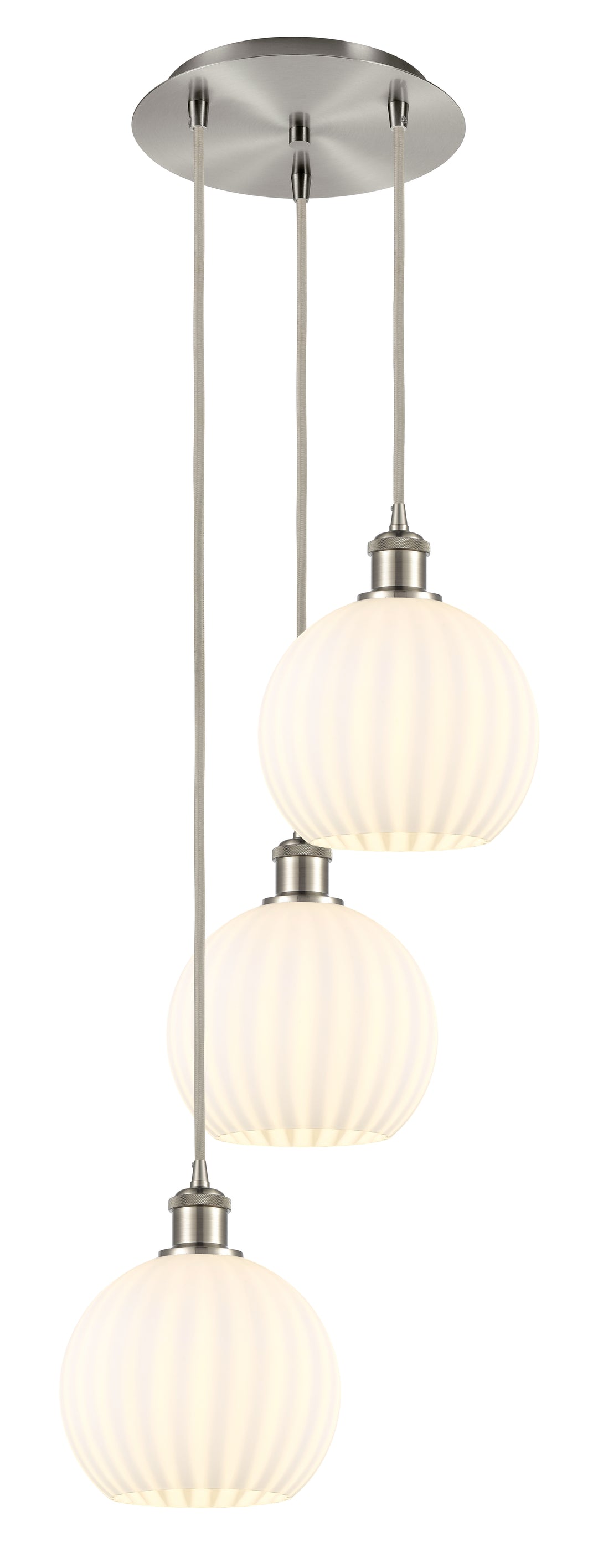 Innovations Lighting White Venetian 8" Multi Pendant - Brushed Satin Nickel Pendants Innovations Lighting White Venetian ; Glass Type: White  