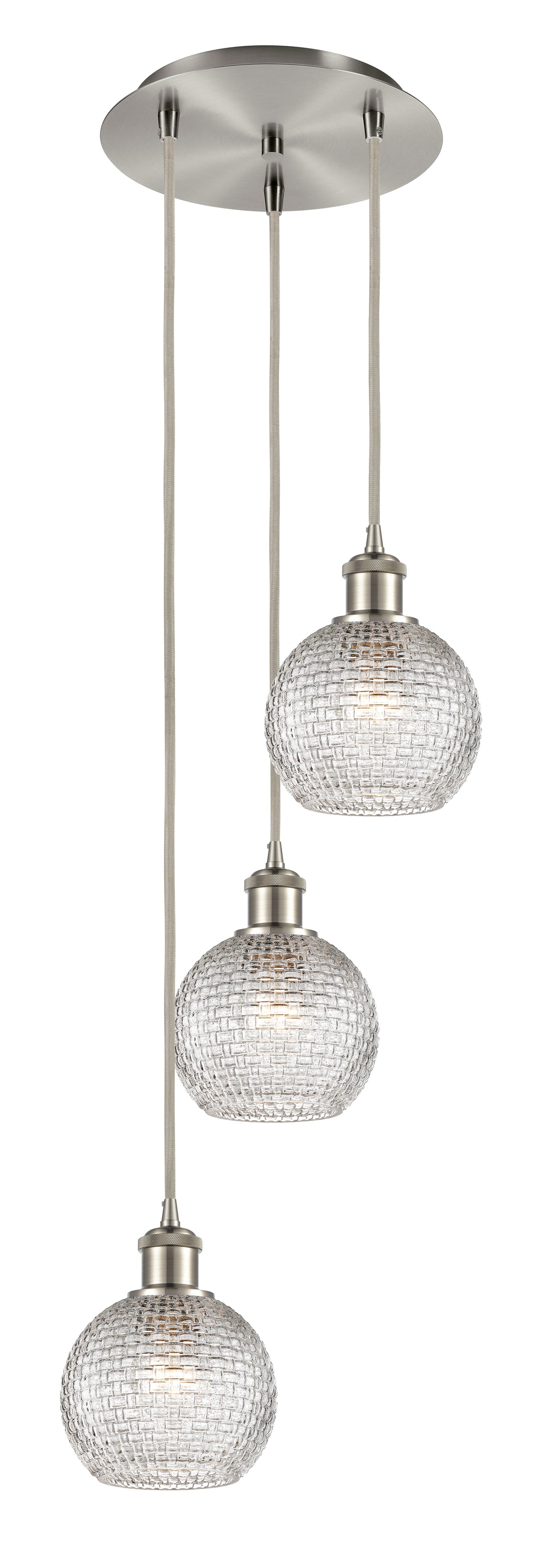 Innovations Lighting Athens 6" Multi Pendant Pendants Innovations Lighting Brushed Satin Nickel Clear Basket Weave ; Glass Type: Transparent 