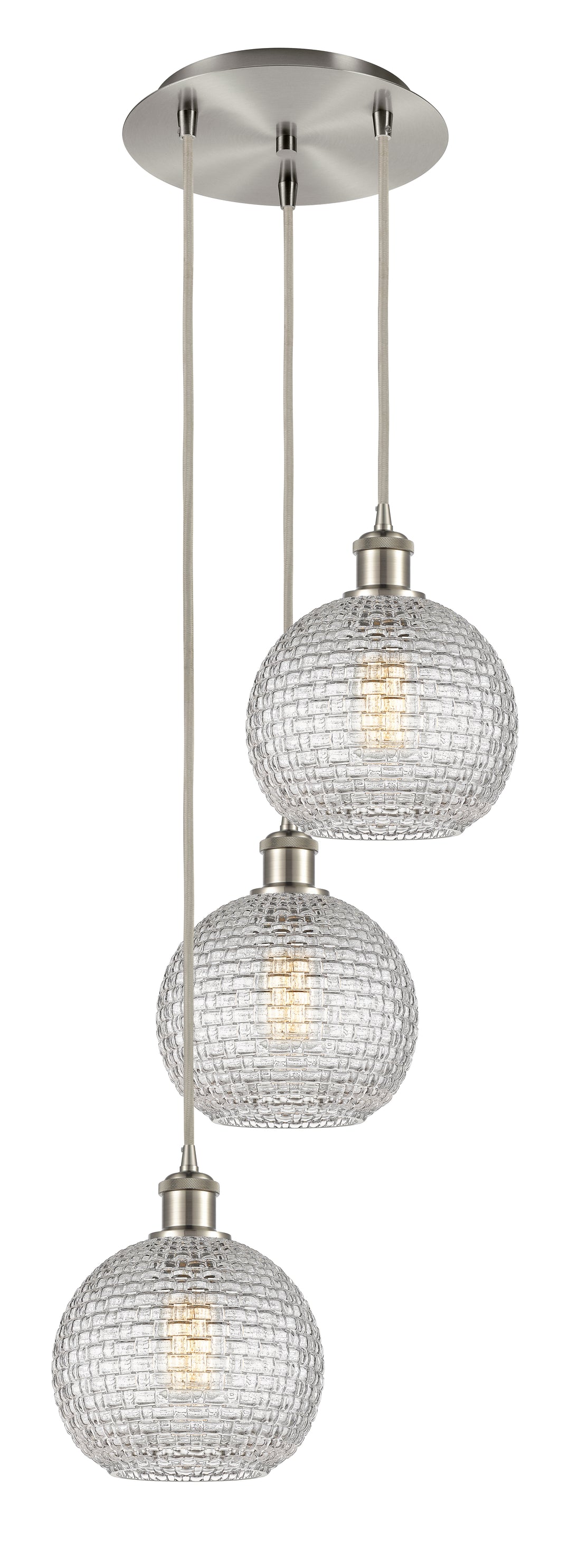 Innovations Lighting Athens 8" Multi Pendant Pendants Innovations Lighting Brushed Satin Nickel Clear Basket Weave ; Glass Type: Clear Basket Weave 