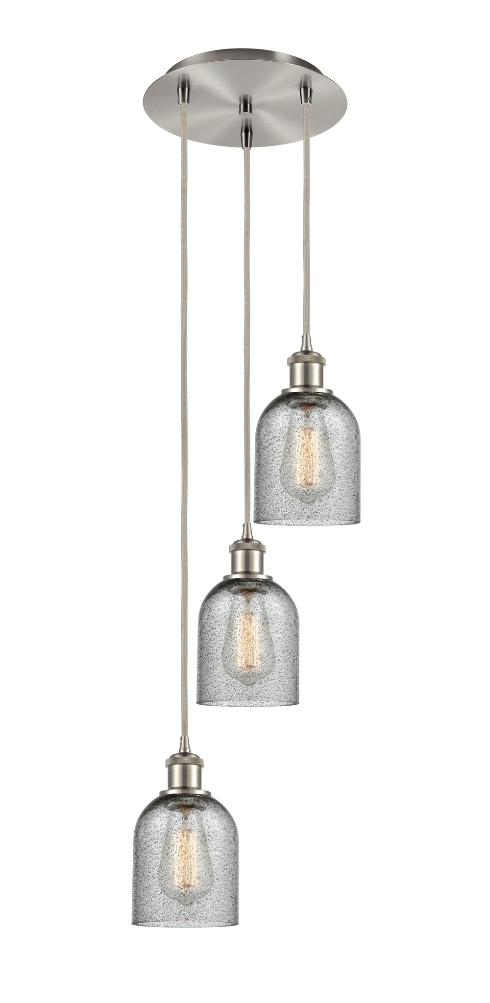 Innovations Lighting Caledonia 5" Multi Pendant Pendants Innovations Lighting Brushed Satin Nickel Charcoal ; Glass Type: Charcoal 