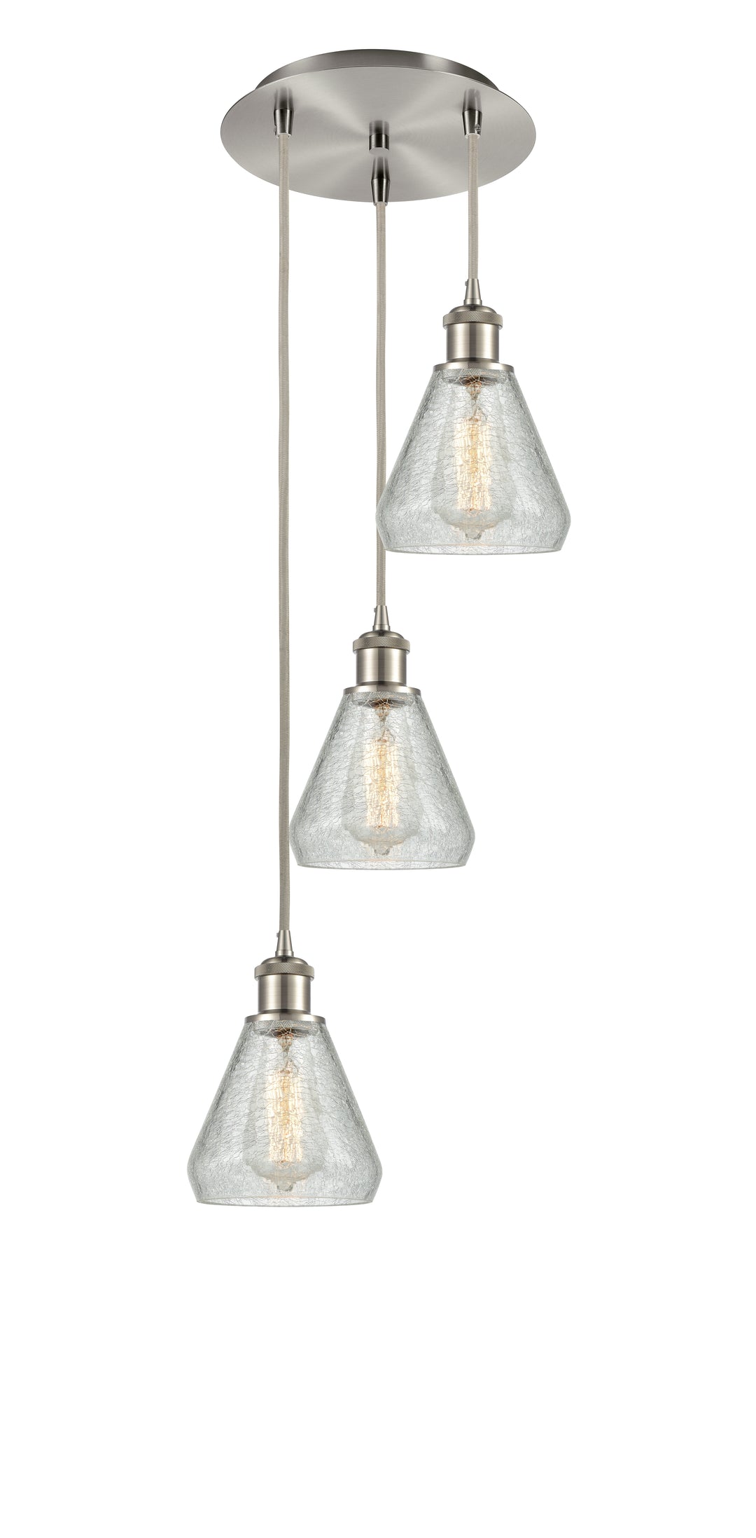 Innovations Lighting Conesus 6" Multi Pendant - Brushed Satin Nickel Pendants Innovations Lighting Clear Crackle ; Glass Type: Crackled  