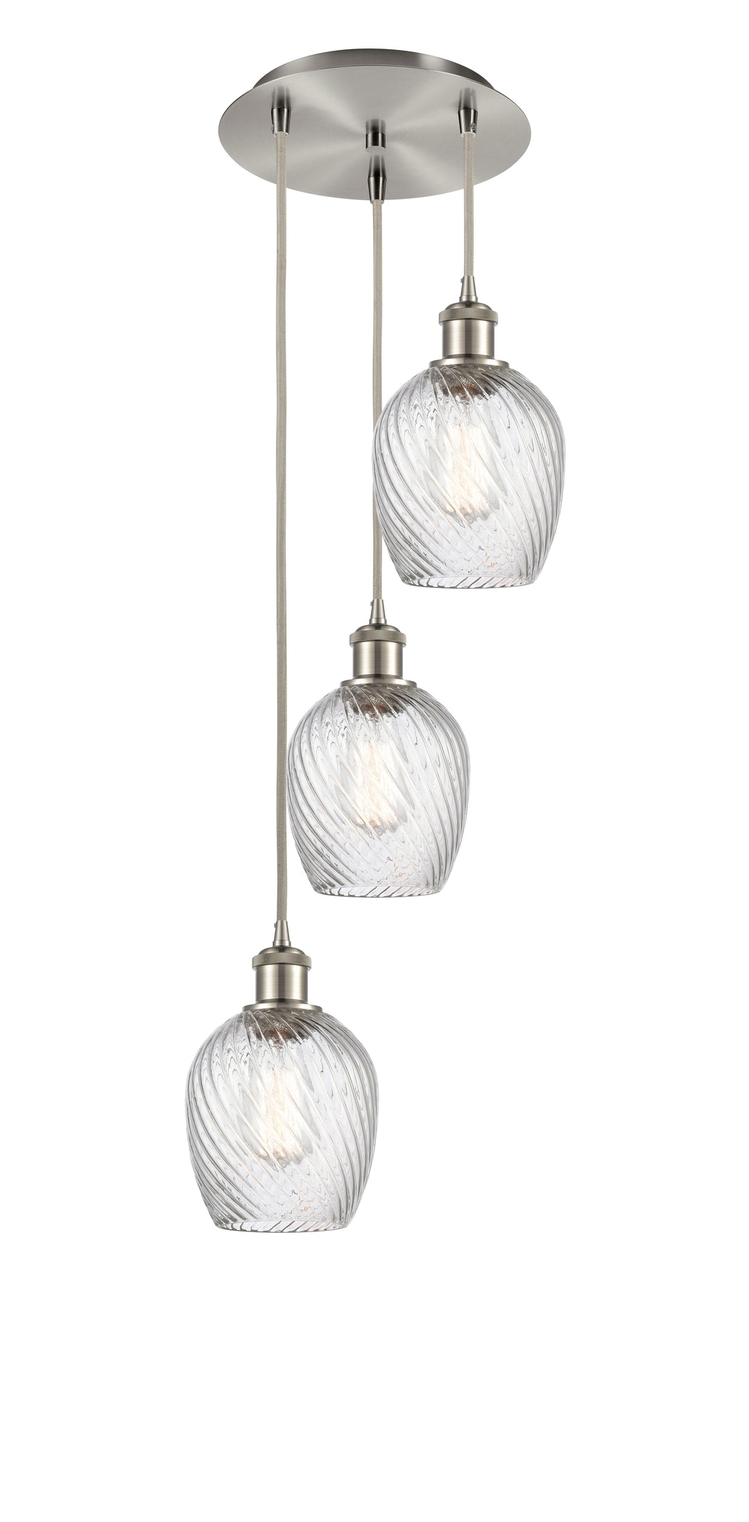 Innovations Lighting Salina 6" Multi Pendant - Brushed Satin Nickel Pendants Innovations Lighting Clear Spiral Fluted ; Glass Type: Transparent  