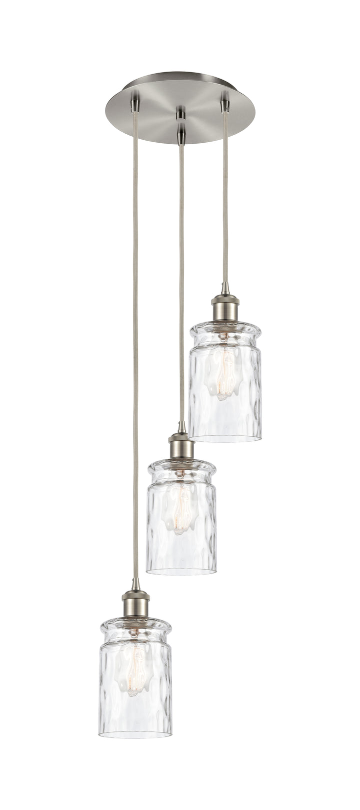 Innovations Lighting Candor 5" Multi Pendant Pendants Innovations Lighting Brushed Satin Nickel Clear Waterglass ; Glass Type: Frosted; Ribbed 