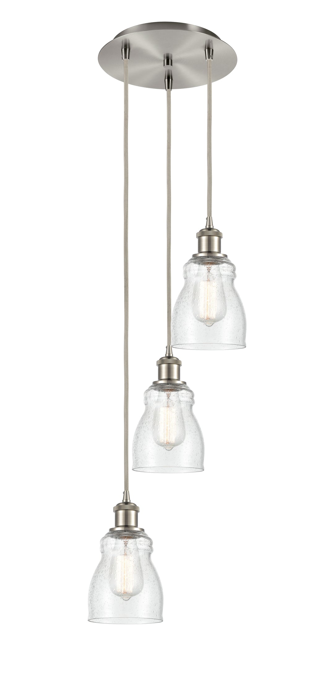 Innovations Lighting Ellery 5" Multi Pendant - Brushed Satin Nickel Pendants Innovations Lighting Seedy ; Glass Type: Seeded  