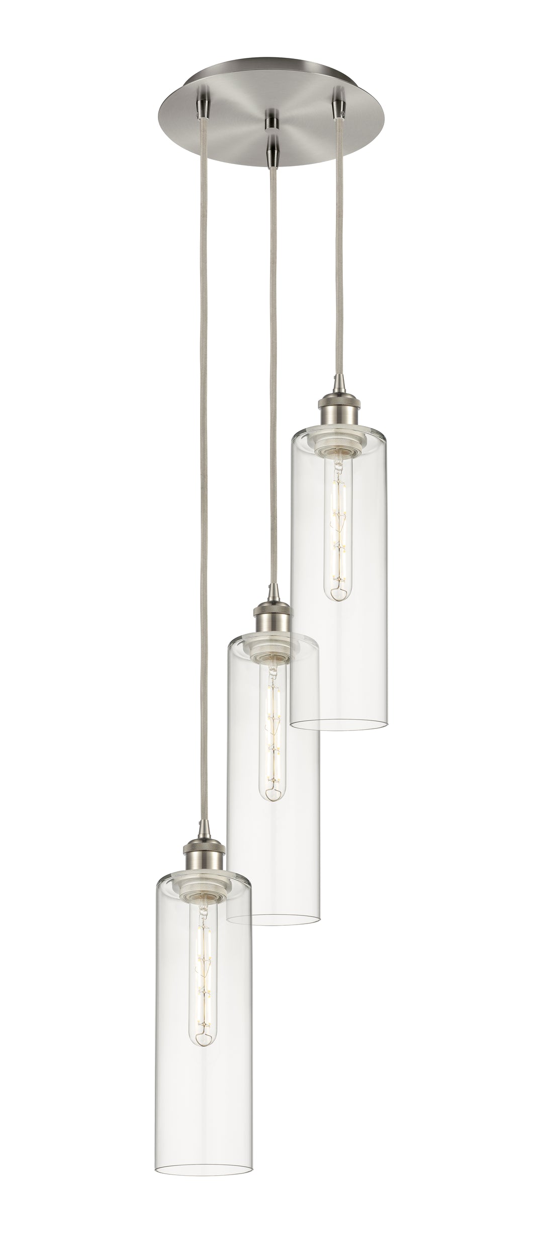 Innovations Lighting Crown Point 12" Multi Pendant - Brushed Satin Nickel Pendants Innovations Lighting Clear ; Glass Type: Clear  