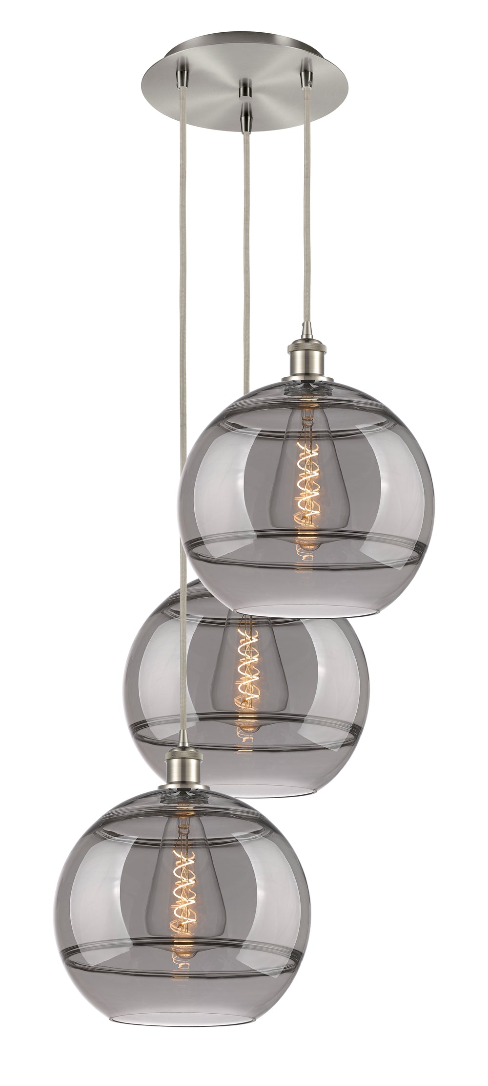 Innovations Lighting Rochester 12" Multi Pendant - Brushed Satin Nickel Pendants Innovations Lighting Light Smoke ; Glass Type: Smoked  