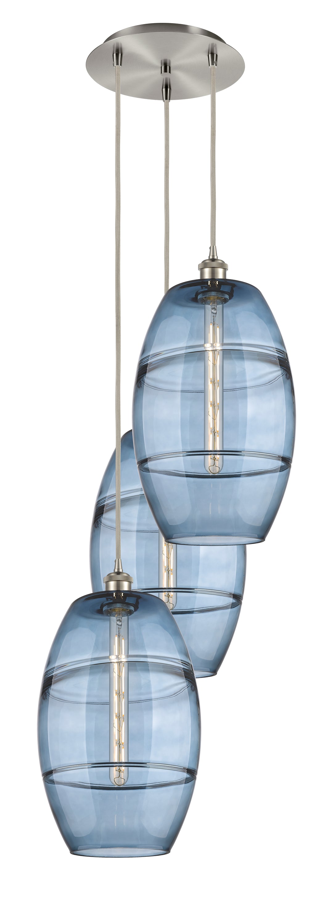 Innovations Lighting Vaz 10" Multi Pendant - Brushed Satin Nickel Pendants Innovations Lighting Blue  ; Glass Type: Blue  