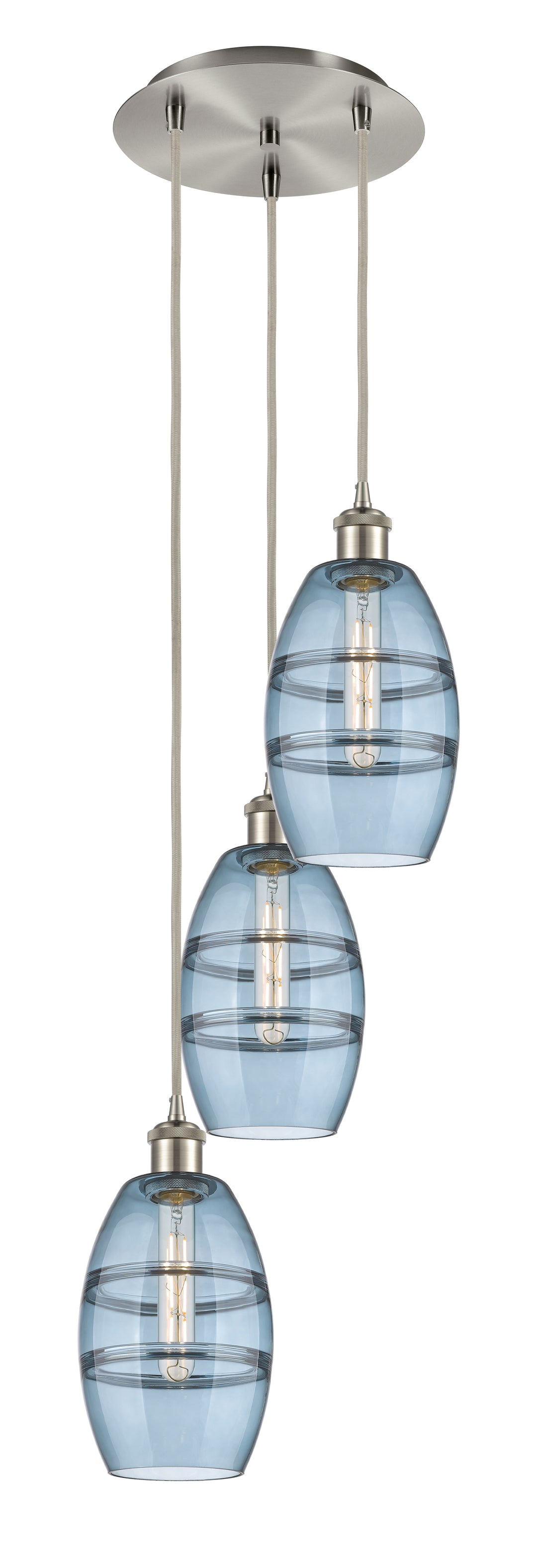 Innovations Lighting Vaz 6" Multi Pendant - Brushed Satin Nickel Pendants Innovations Lighting Blue  ; Glass Type: Blue  