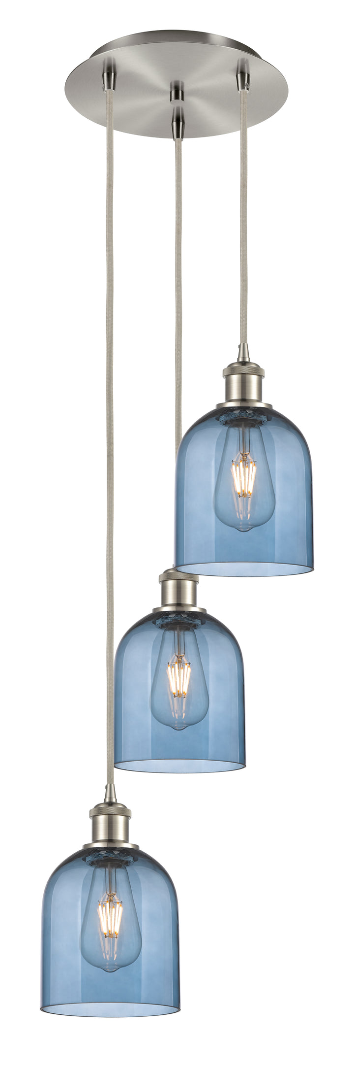 Innovations Lighting Bella 6" Multi Pendant Pendants Innovations Lighting Brushed Satin Nickel Blue  ; Glass Type: Blue 