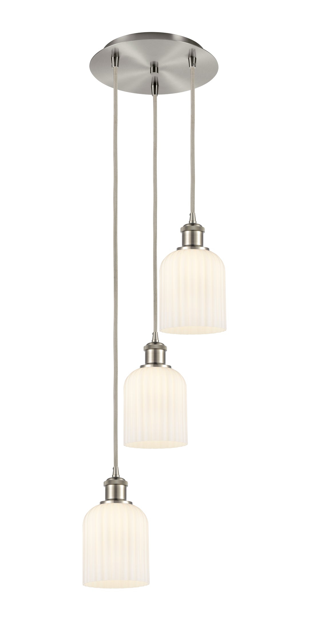 Innovations Lighting Bridal Veil 5" Multi Pendant Pendants Innovations Lighting Brushed Satin Nickel Gloss White ; Glass Type: Gloss White; Ribbed 