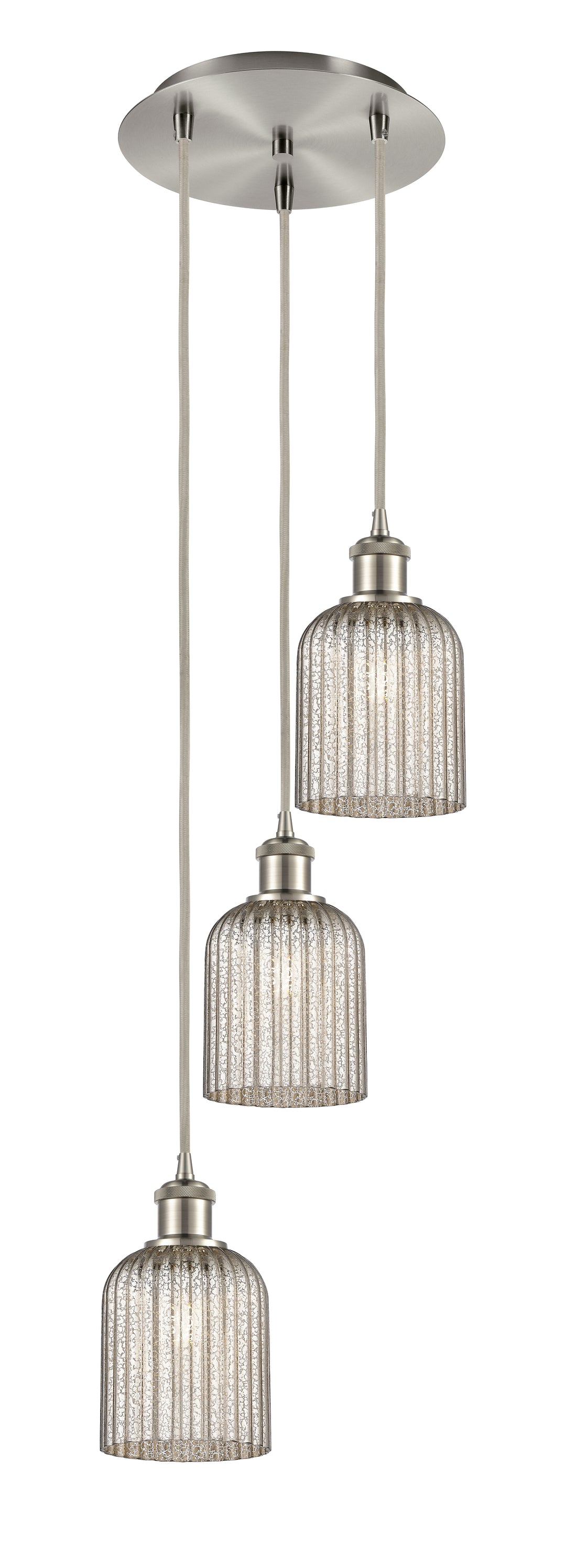 Innovations Lighting Bridal Veil 5" Multi Pendant Pendants Innovations Lighting Brushed Satin Nickel Mercury ; Glass Type: Mercury; Ribbed 