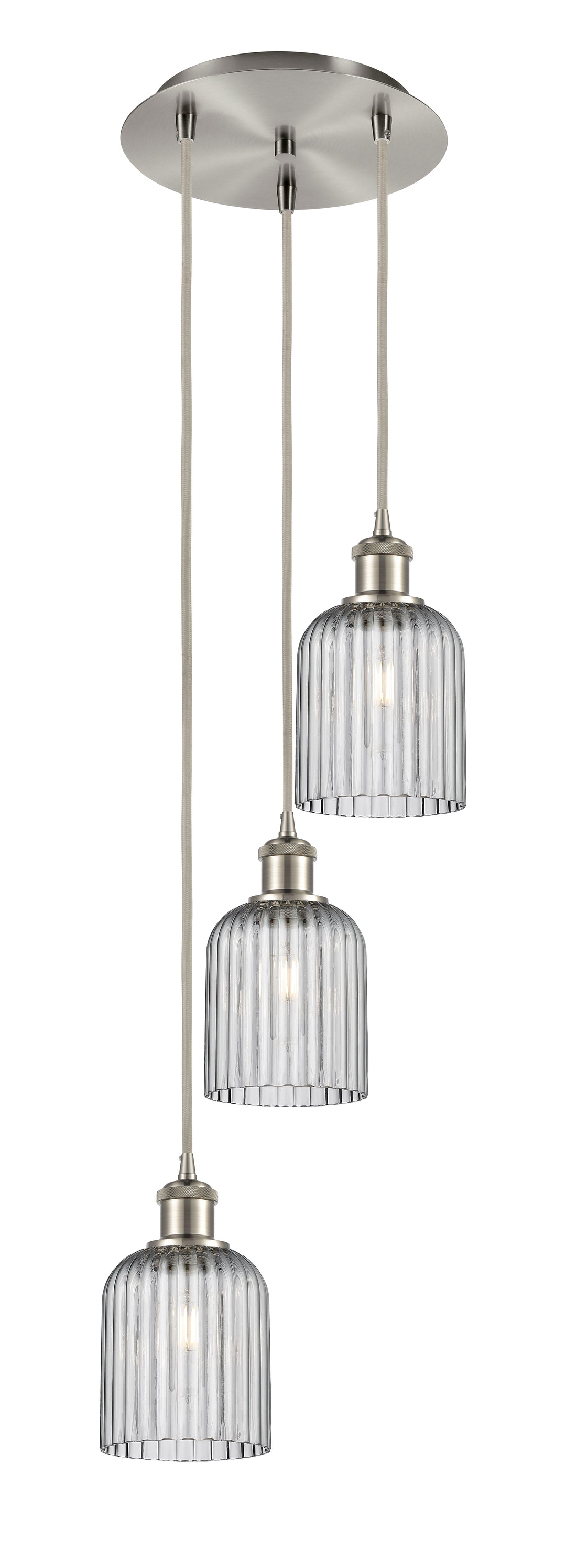 Innovations Lighting Bridal Veil 5" Multi Pendant Pendants Innovations Lighting Brushed Satin Nickel Light Smoke ; Glass Type: Light Smoke; Ribbed 