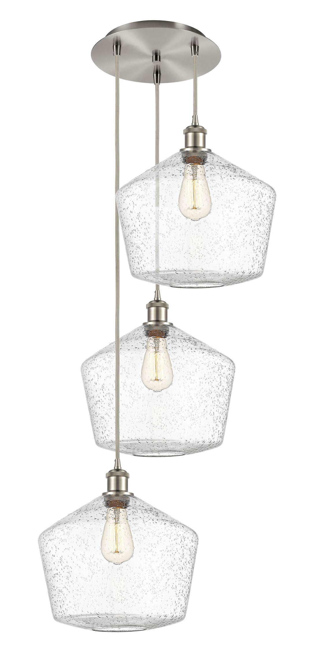 Innovations Lighting Cindyrella 12" Multi Pendant - Brushed Satin Nickel Pendants Innovations Lighting Seedy ; Glass Type: Seeded  