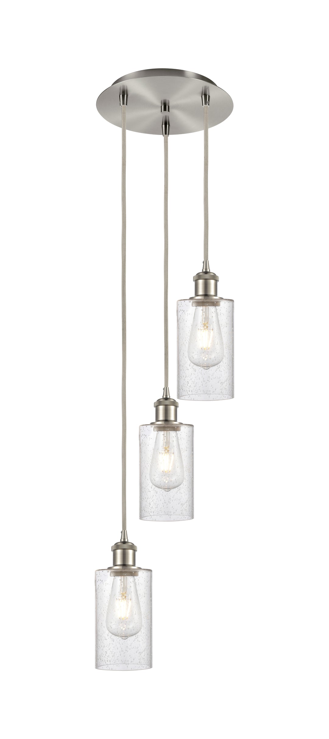 Innovations Lighting Clymer 4" Multi Pendant - Brushed Satin Nickel Pendants Innovations Lighting Seedy ; Glass Type: Transparent  