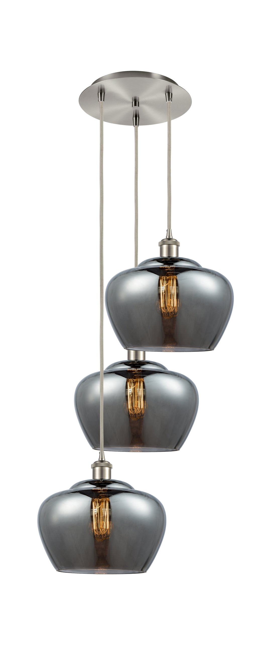 Innovations Lighting Fenton 11" Multi Pendant - Brushed Satin Nickel Pendants Innovations Lighting Light Smoke ; Glass Type: Smoked; Ribbed  