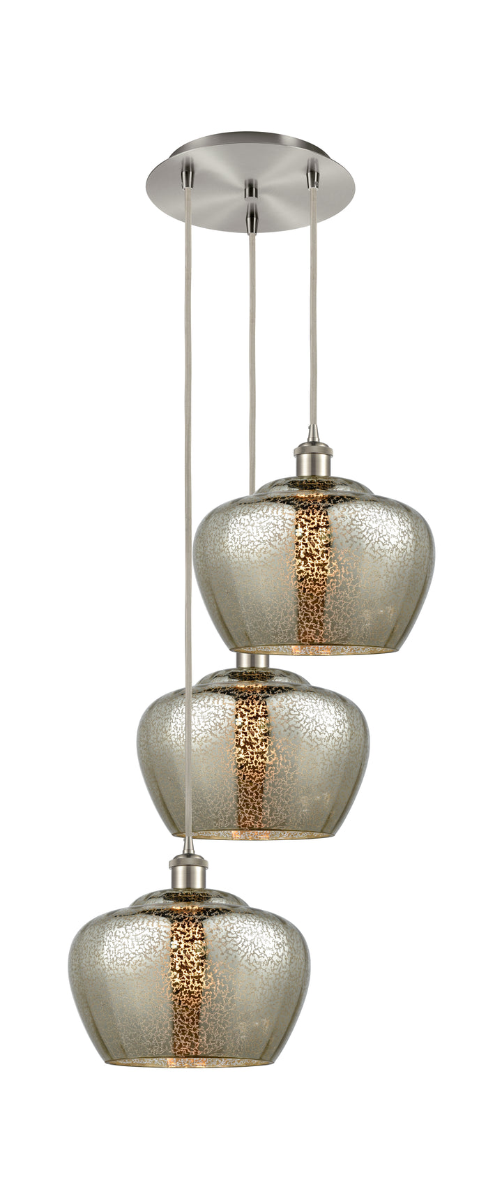 Innovations Lighting Fenton 11" Multi Pendant - Brushed Satin Nickel Pendants Innovations Lighting Mercury ; Glass Type: Mercury; Ribbed  