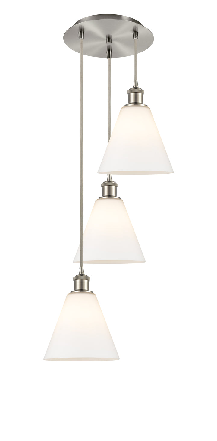 Innovations Lighting Berkshire Glass 8" Multi Pendant Pendants Innovations Lighting Brushed Satin Nickel Matte White ; Glass Type: White 