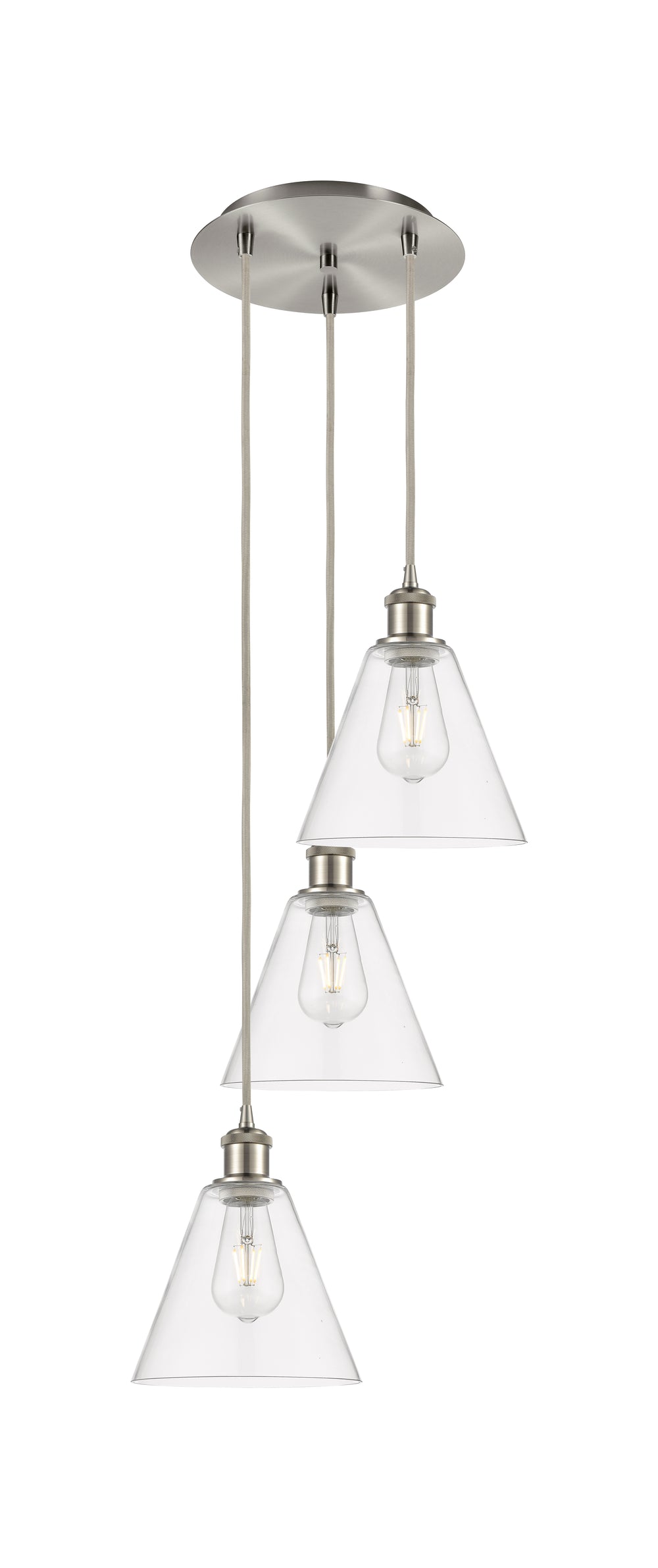 Innovations Lighting Berkshire Glass 8" Multi Pendant Pendants Innovations Lighting Brushed Satin Nickel Clear ; Glass Type: Clear 