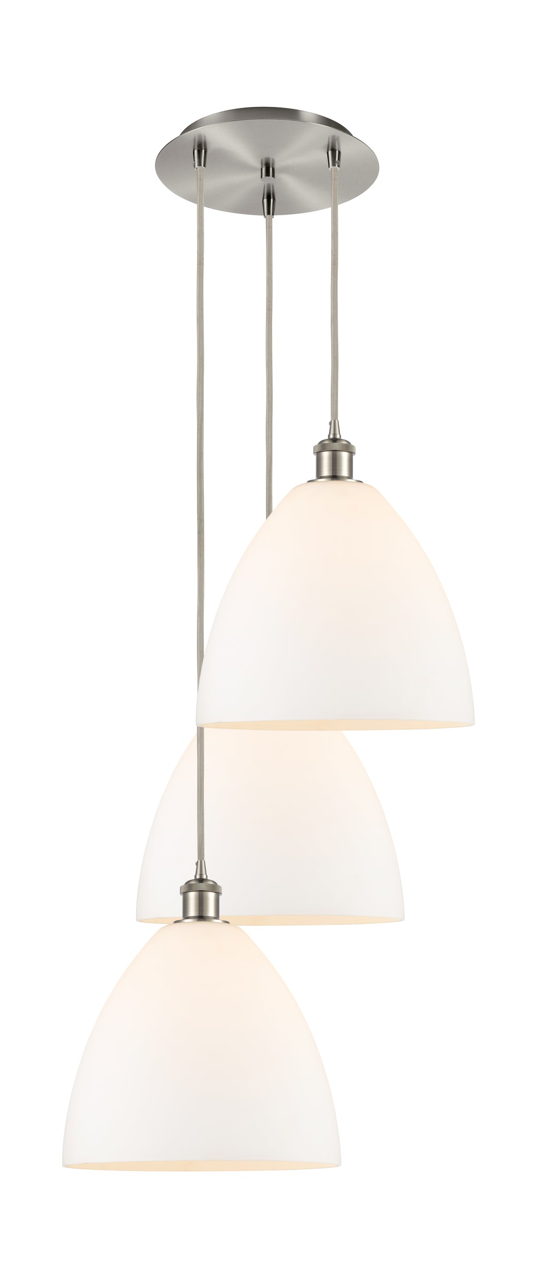 Innovations Lighting Bristol 12" Multi Pendant Pendants Innovations Lighting Brushed Satin Nickel Matte White ; Glass Type: White 