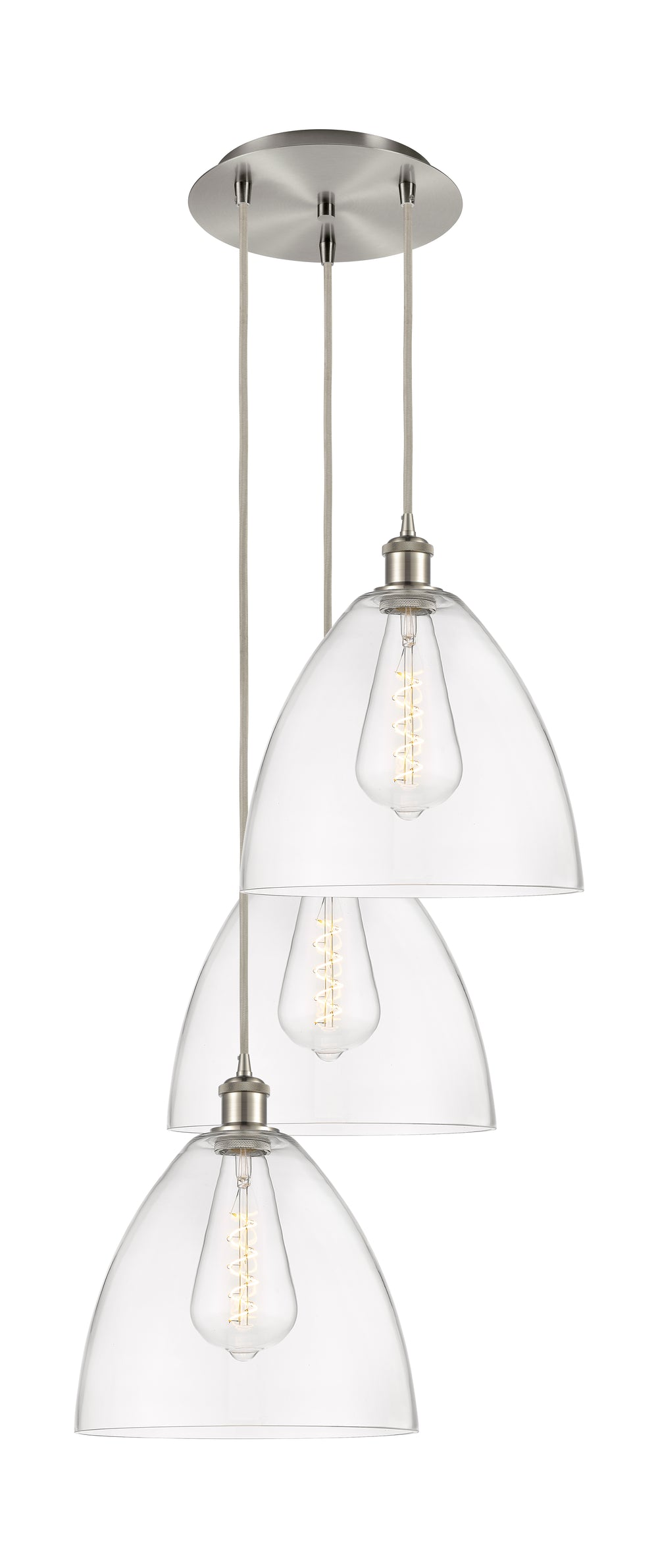 Innovations Lighting Bristol 12" Multi Pendant Pendants Innovations Lighting Brushed Satin Nickel Clear ; Glass Type: Clear 