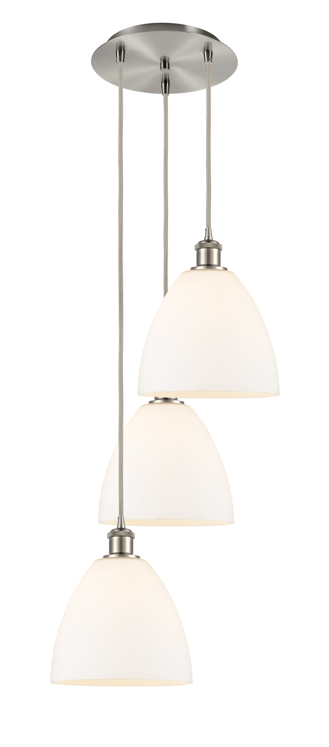 Innovations Lighting Bristol 9" Multi Pendant Pendants Innovations Lighting Brushed Satin Nickel Matte White ; Glass Type: White 