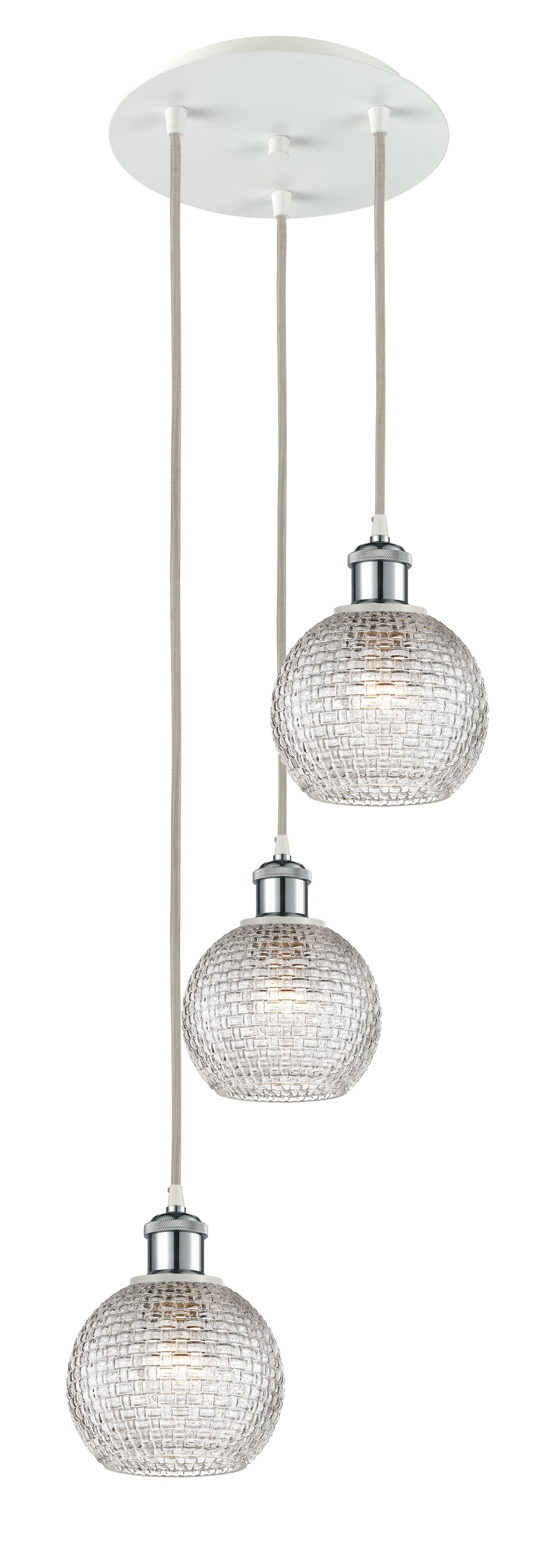 Innovations Lighting Athens 6" Multi Pendant Pendants Innovations Lighting White Polished Chrome Clear Basket Weave ; Glass Type: Transparent 