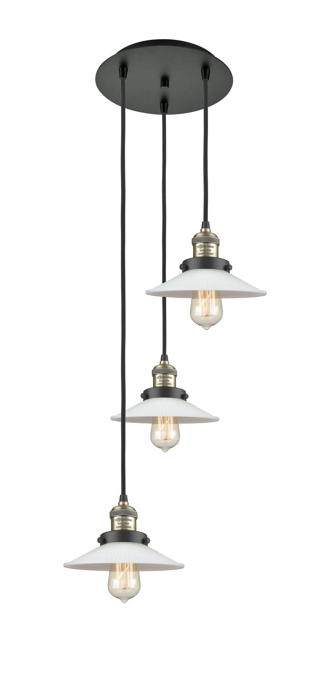 Innovations Lighting Halophane 9" Multi Pendant - Black Antique Brass Pendants Innovations Lighting Matte White Halophane ; Glass Type: Frosted  