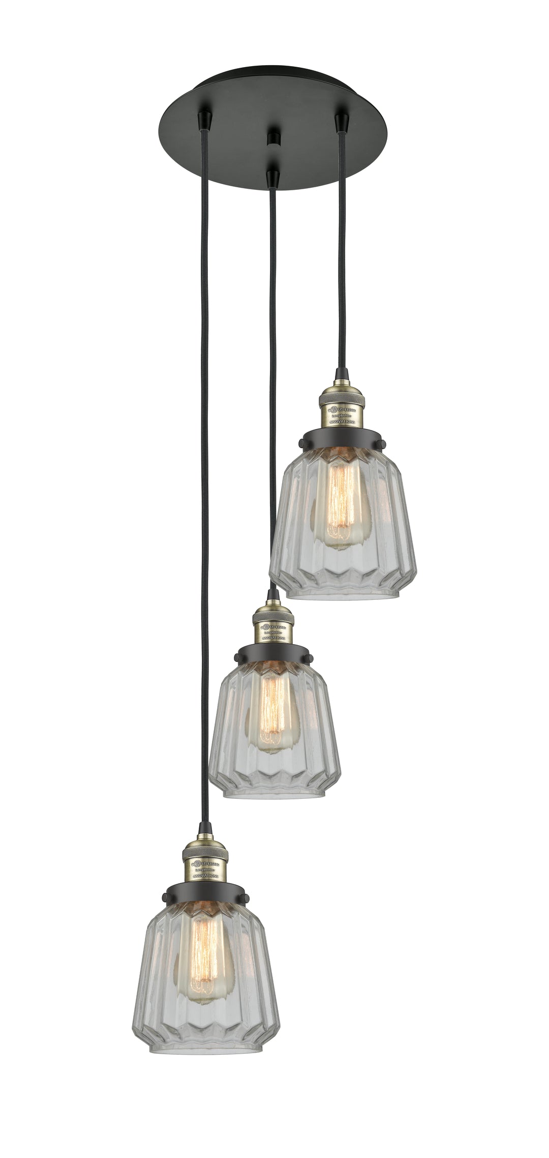 Innovations Lighting Chatham 6" Multi Pendant - Black Antique Brass Pendants Innovations Lighting Clear ; Glass Type: Transparent; Ribbed  