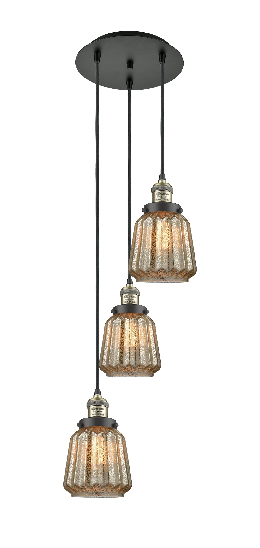 Innovations Lighting Chatham 6" Multi Pendant - Black Antique Brass Pendants Innovations Lighting Mercury ; Glass Type: Mercury; Ribbed  