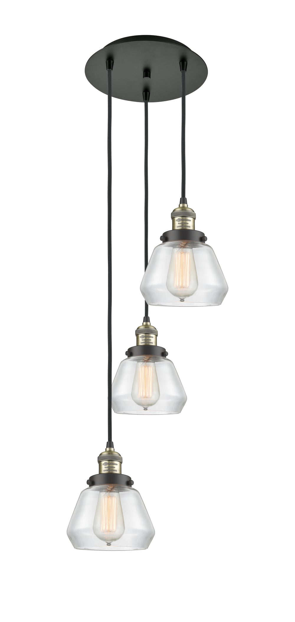 Innovations Lighting Fulton 7" Multi Pendant - Black Antique Brass Pendants Innovations Lighting Clear ; Glass Type: Transparent  