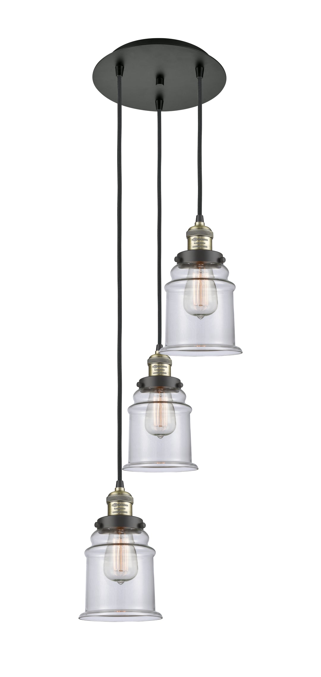 Innovations Lighting Canton 6" Multi Pendant Pendants Innovations Lighting Black Antique Brass Clear ; Glass Type: Transparent 