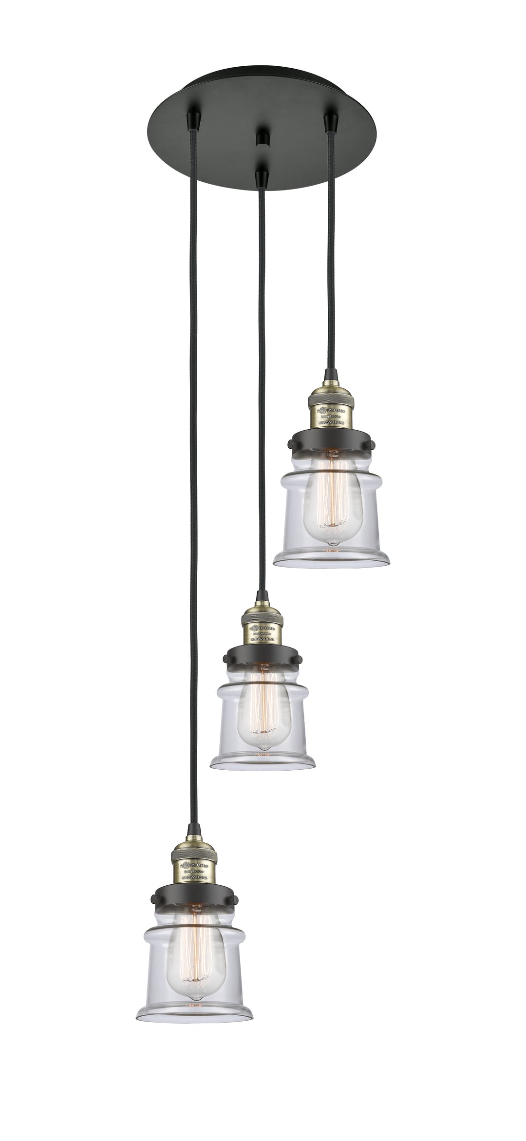 Innovations Lighting Canton 5" Multi Pendant Pendants Innovations Lighting Black Antique Brass Clear ; Glass Type: Transparent 