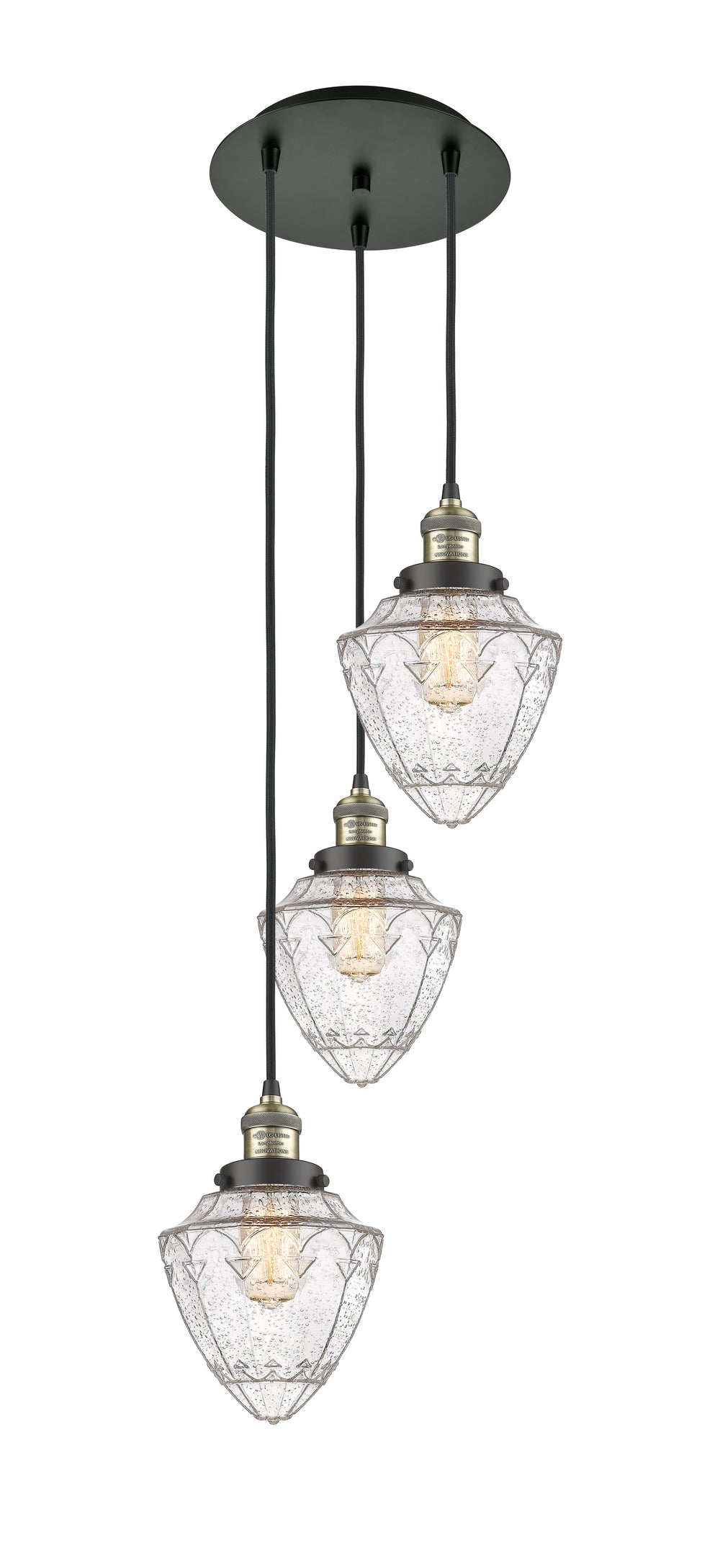 Innovations Lighting Bullet 7" Multi Pendant Pendants Innovations Lighting Black Antique Brass Seedy ; Glass Type: Seeded 