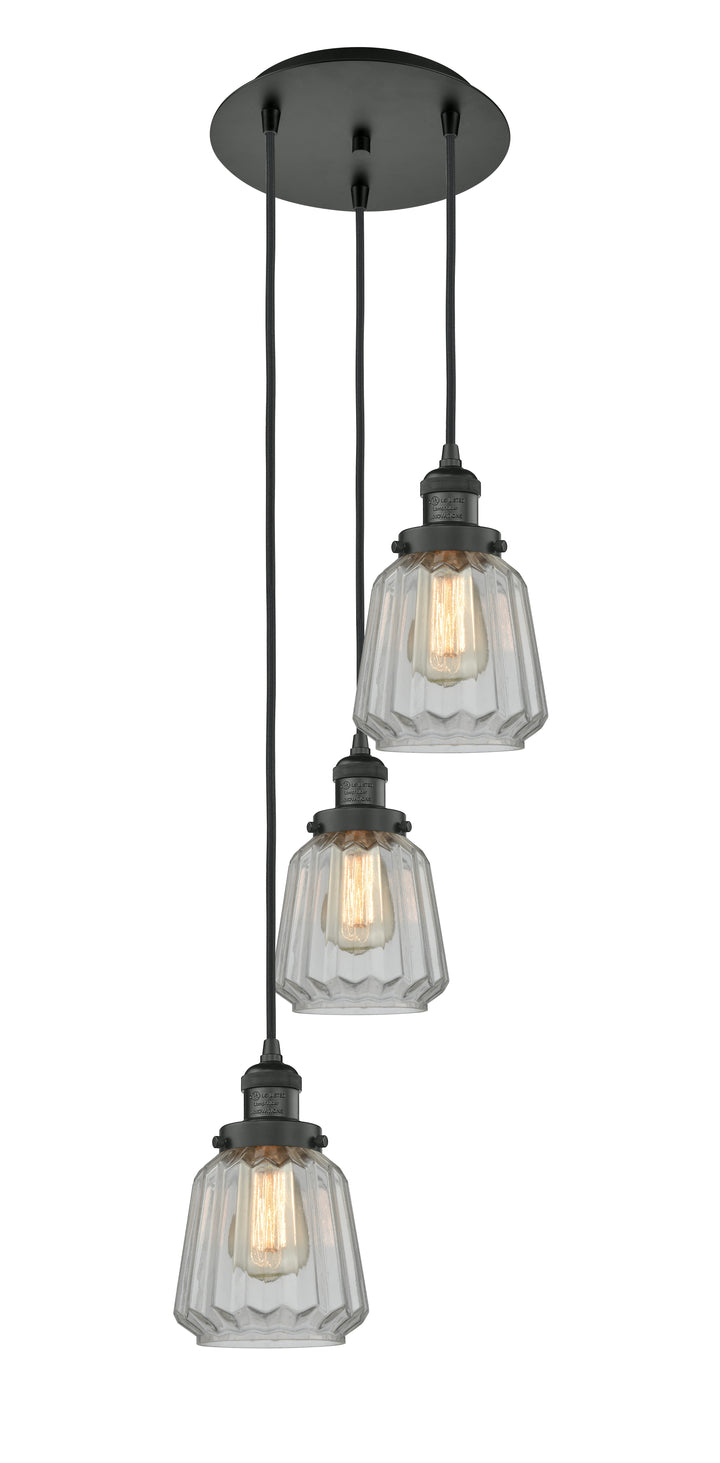 Innovations Lighting Chatham 6" Multi Pendant - Matte Black Pendants Innovations Lighting Clear ; Glass Type: Transparent; Ribbed  