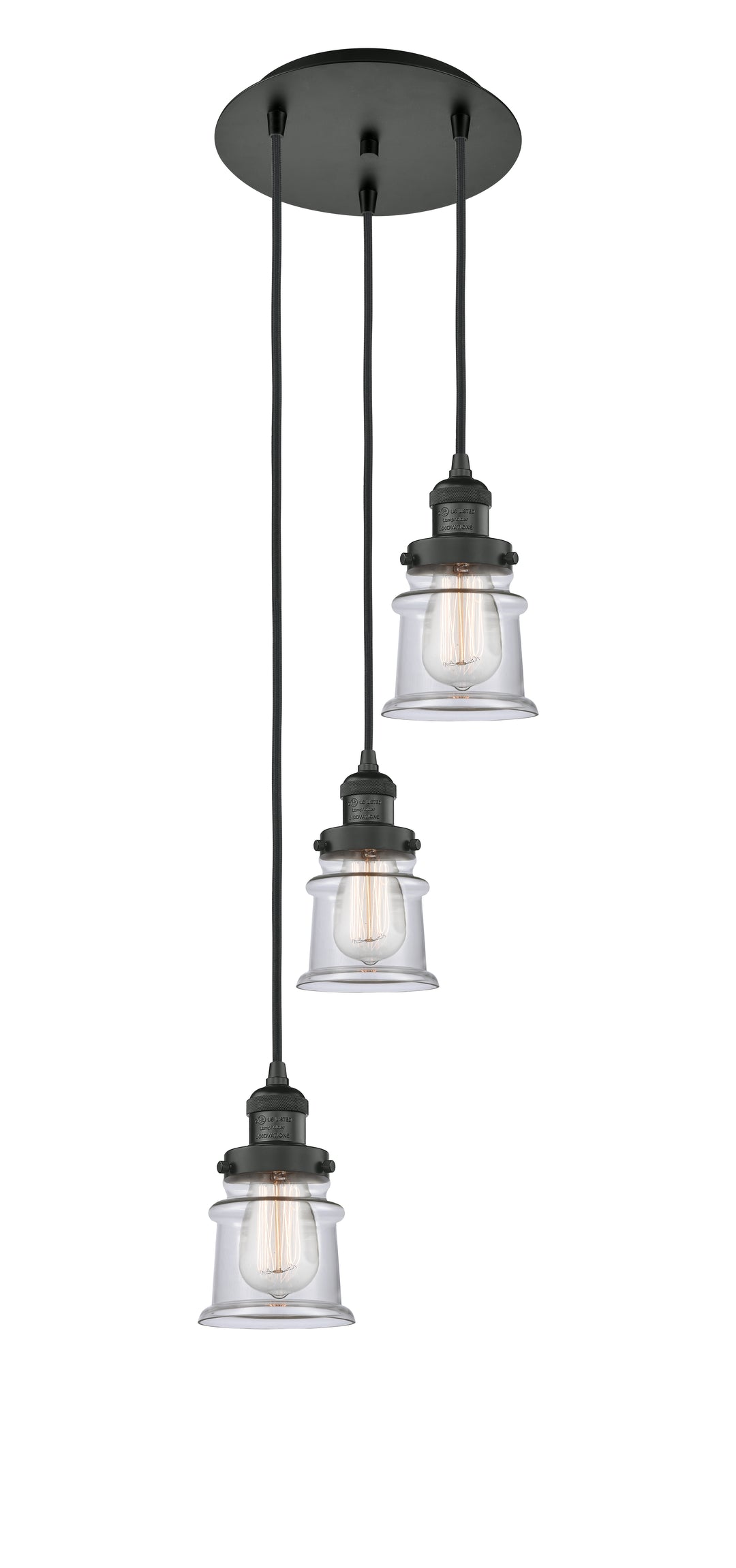 Innovations Lighting Canton 5" Multi Pendant Pendants Innovations Lighting Matte Black Clear ; Glass Type: Transparent 