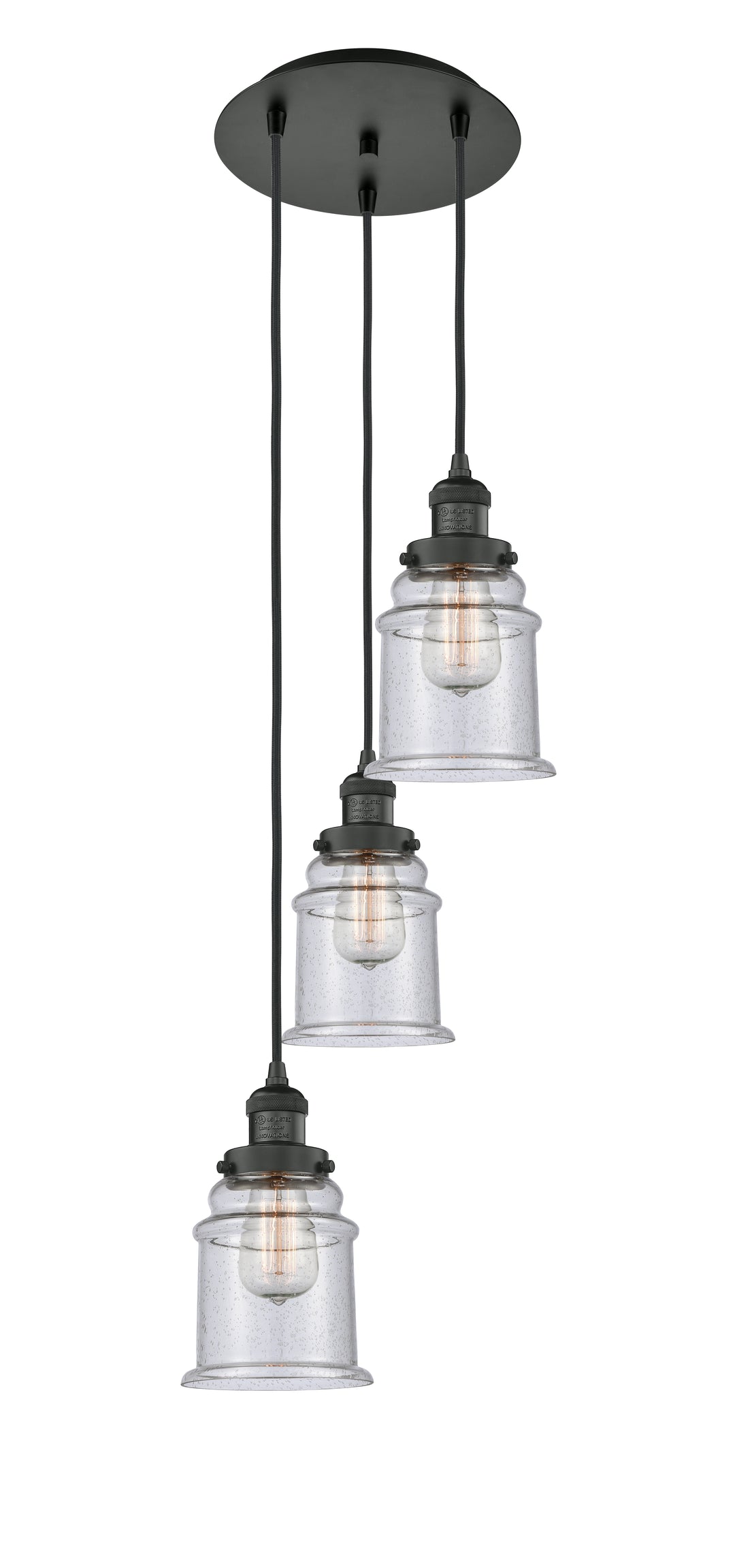 Innovations Lighting Canton 6" Multi Pendant Pendants Innovations Lighting Matte Black Seedy ; Glass Type: Seedy 