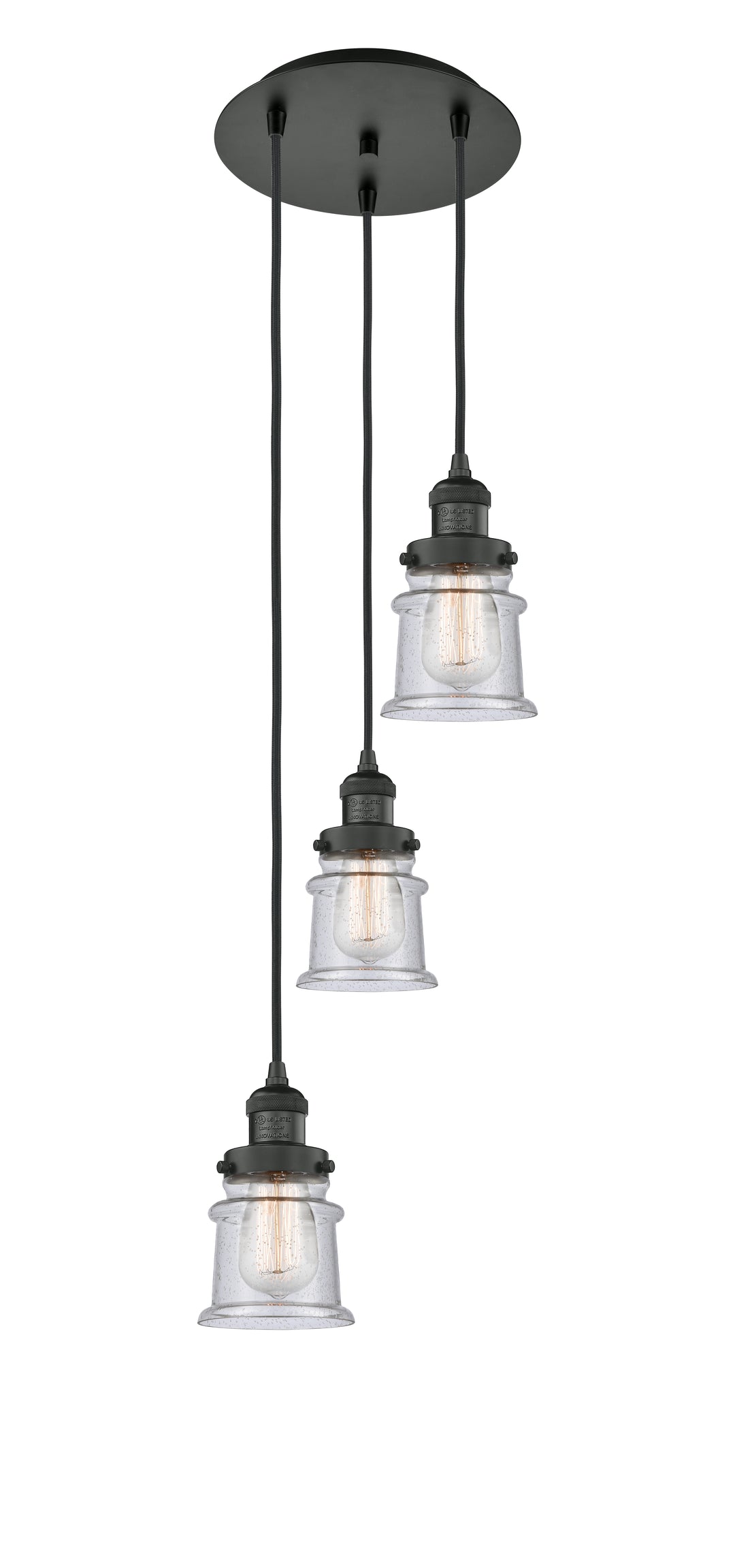 Innovations Lighting Canton 5" Multi Pendant Pendants Innovations Lighting Matte Black Seedy ; Glass Type: Seedy 