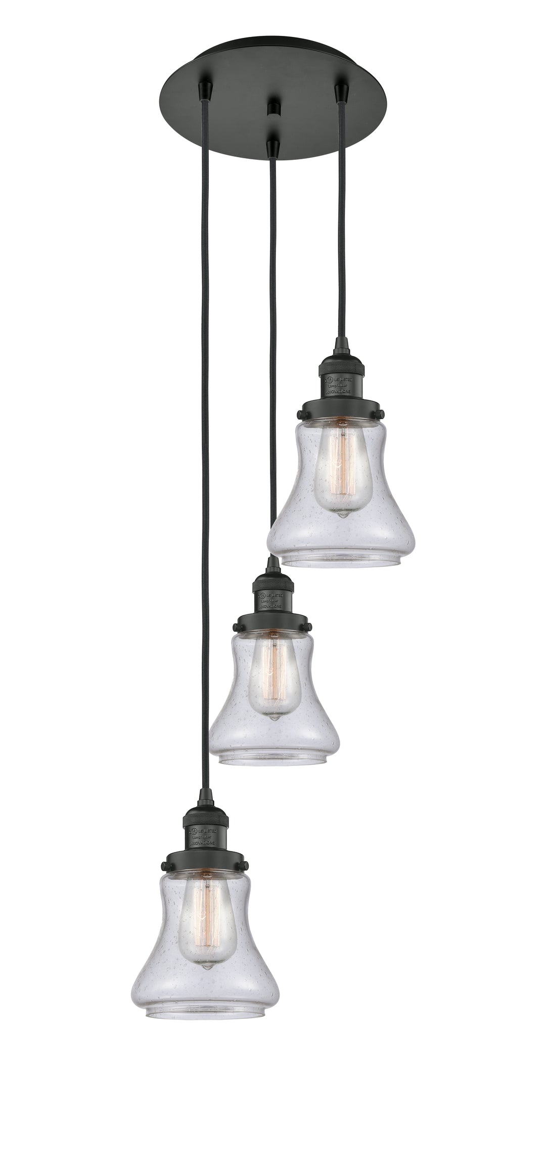 Innovations Lighting Bellmont 6" Multi Pendant Pendants Innovations Lighting Matte Black Seedy ; Glass Type: Seedy 