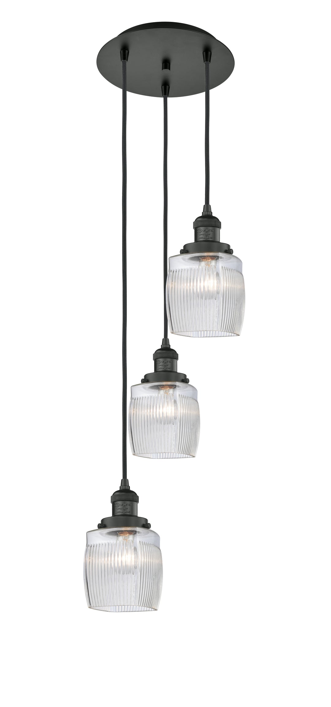 Innovations Lighting Colton 5.5" Multi Pendant - Matte Black Pendants Innovations Lighting Clear Halophane ; Glass Type: Transparent; Ribbed  