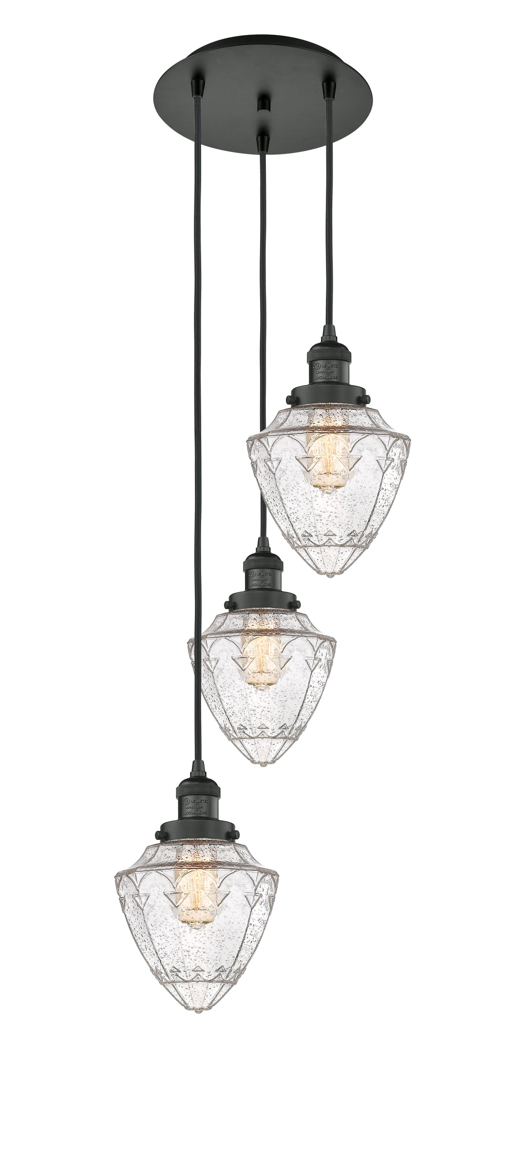 Innovations Lighting Bullet 7" Multi Pendant Pendants Innovations Lighting Matte Black Seedy ; Glass Type: Seeded 