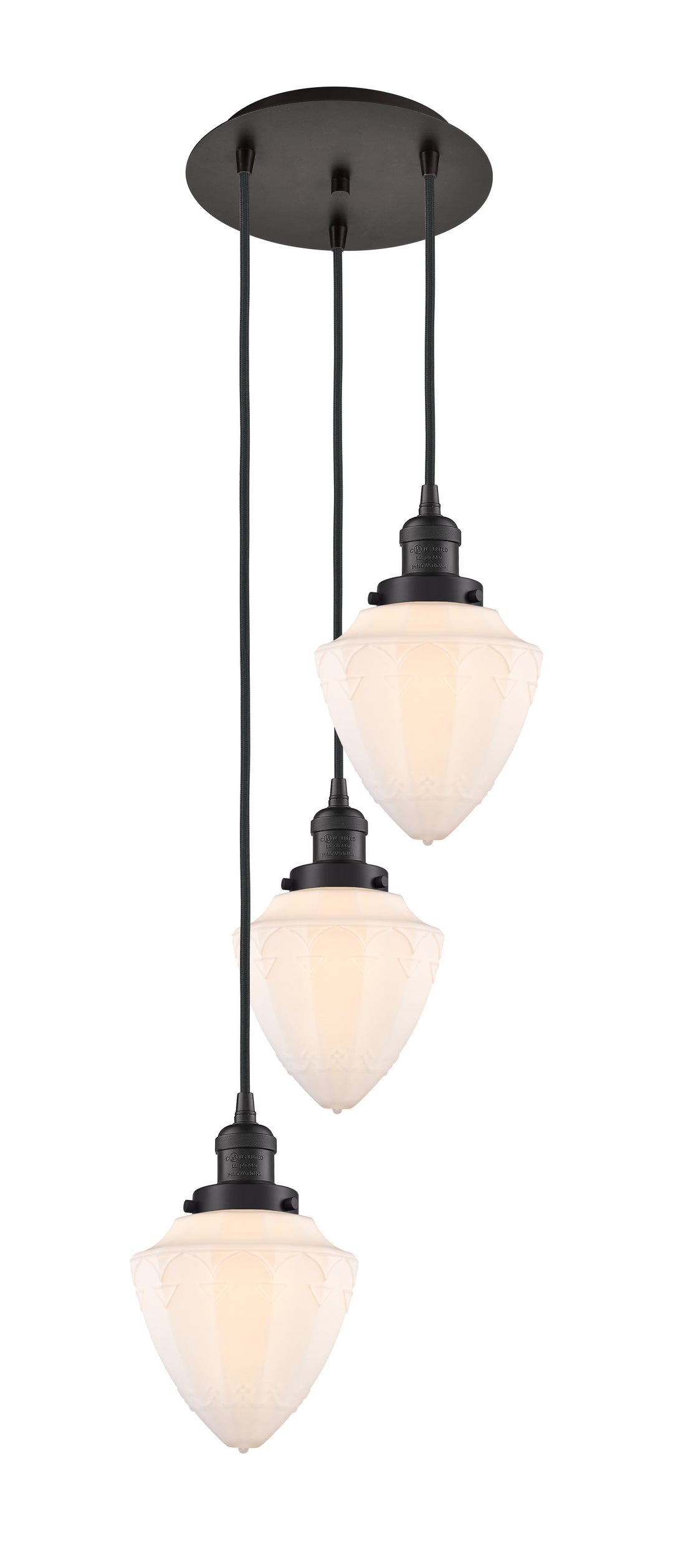 Innovations Lighting Bullet 7" Multi Pendant Pendants Innovations Lighting Oil Rubbed Bronze Matte White ; Glass Type: Frosted 